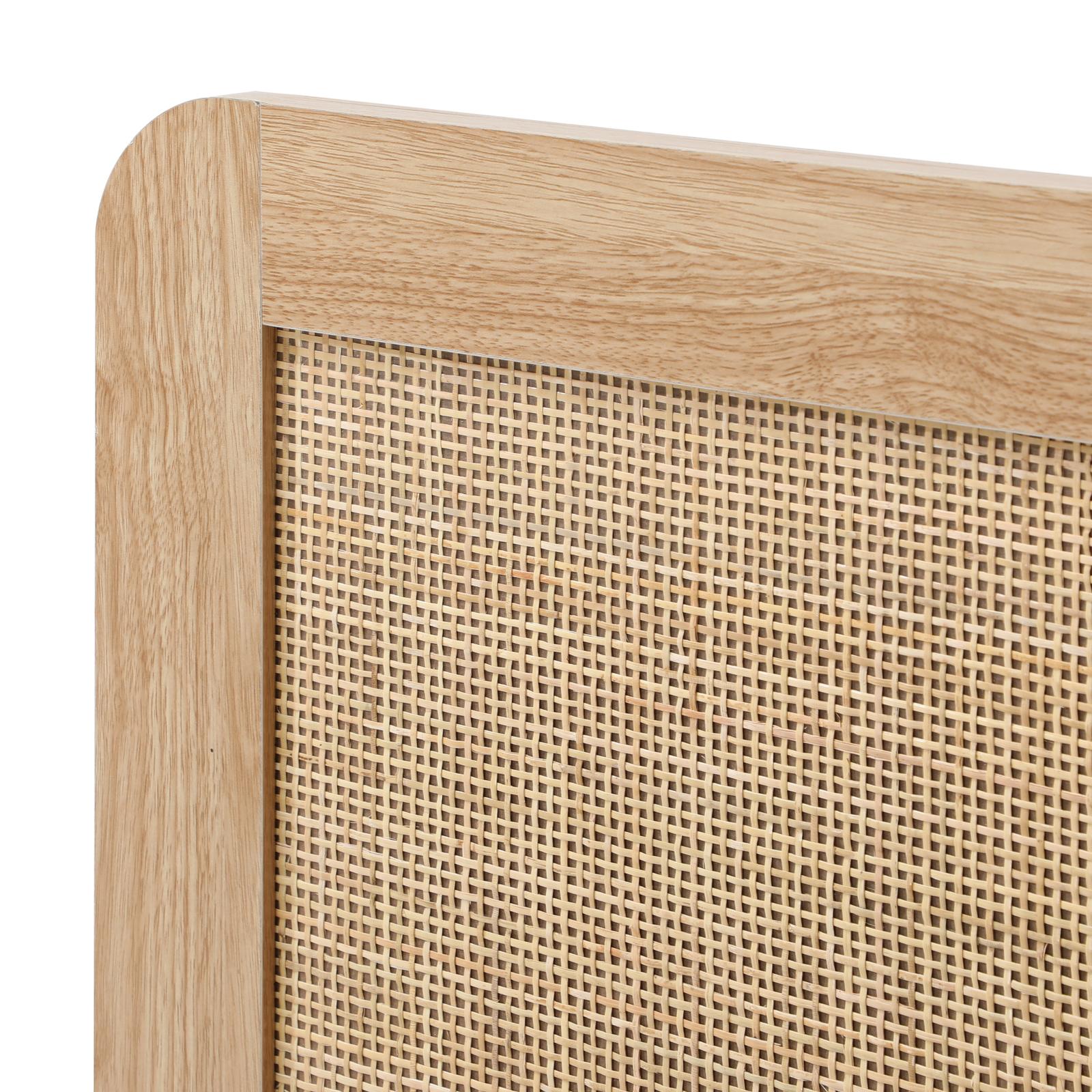 Oikiture Bed Frame Queen Double King Single Size Wooden Bed Rattan Headboard - Sunyee