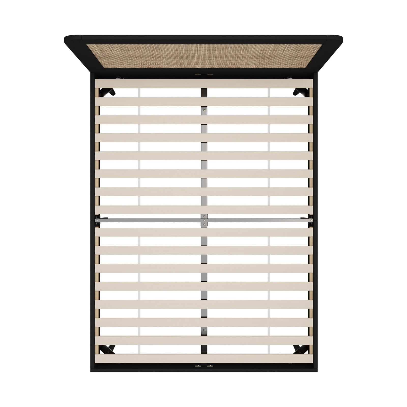 Oikiture Bed Frame Queen Size Beds Real Rattan Headboard Black - Sunyee