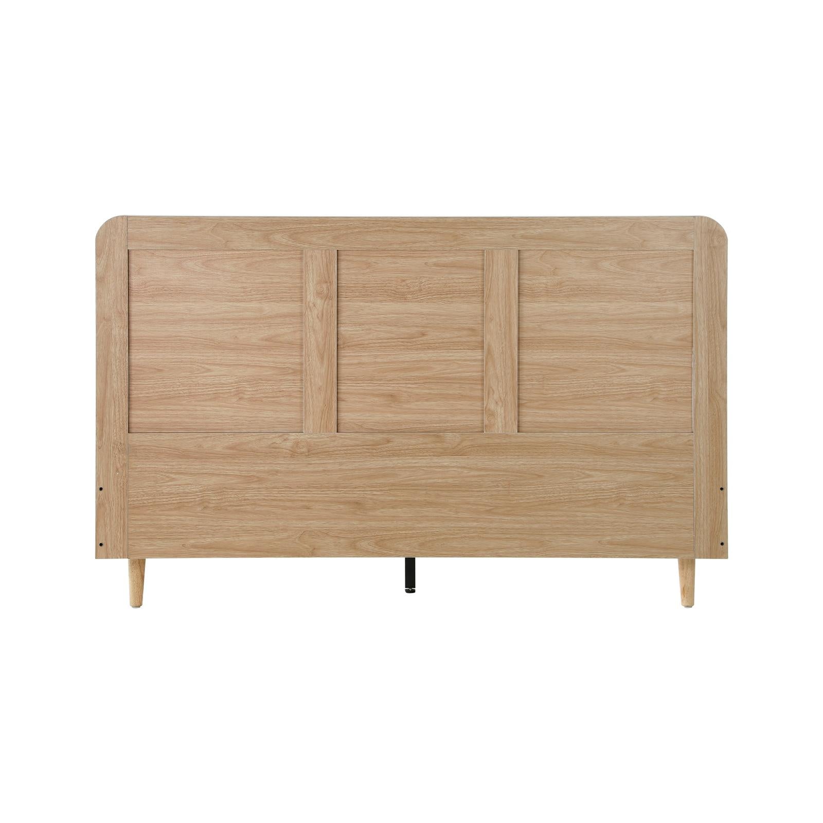 Oikiture Bed Frame Queen Size Wooden Bed Frame Rattan Headboard - Sunyee