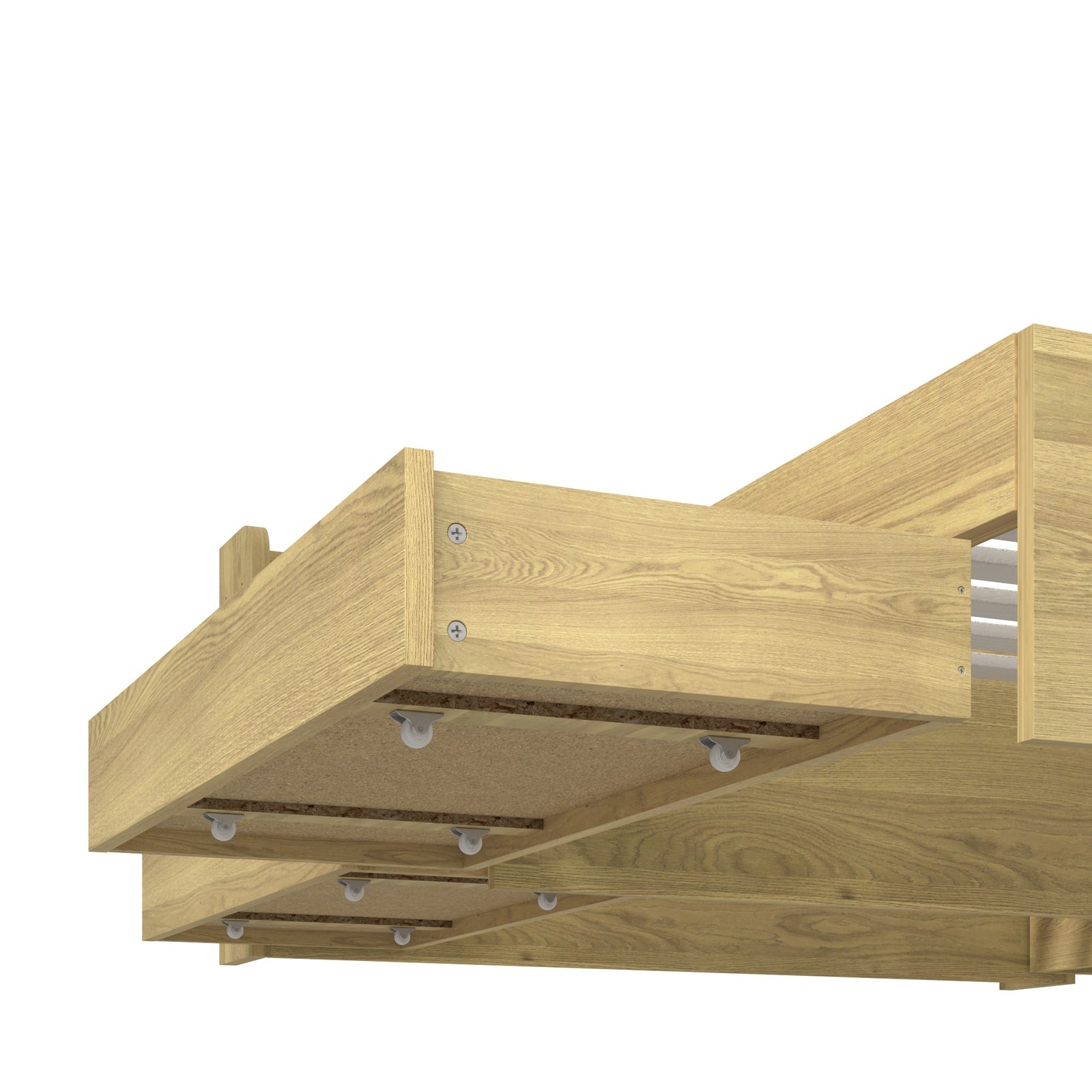 Oikiture Wooden Bed Frame Double Size with Charging Ports & 2 Drawers - Sunyee