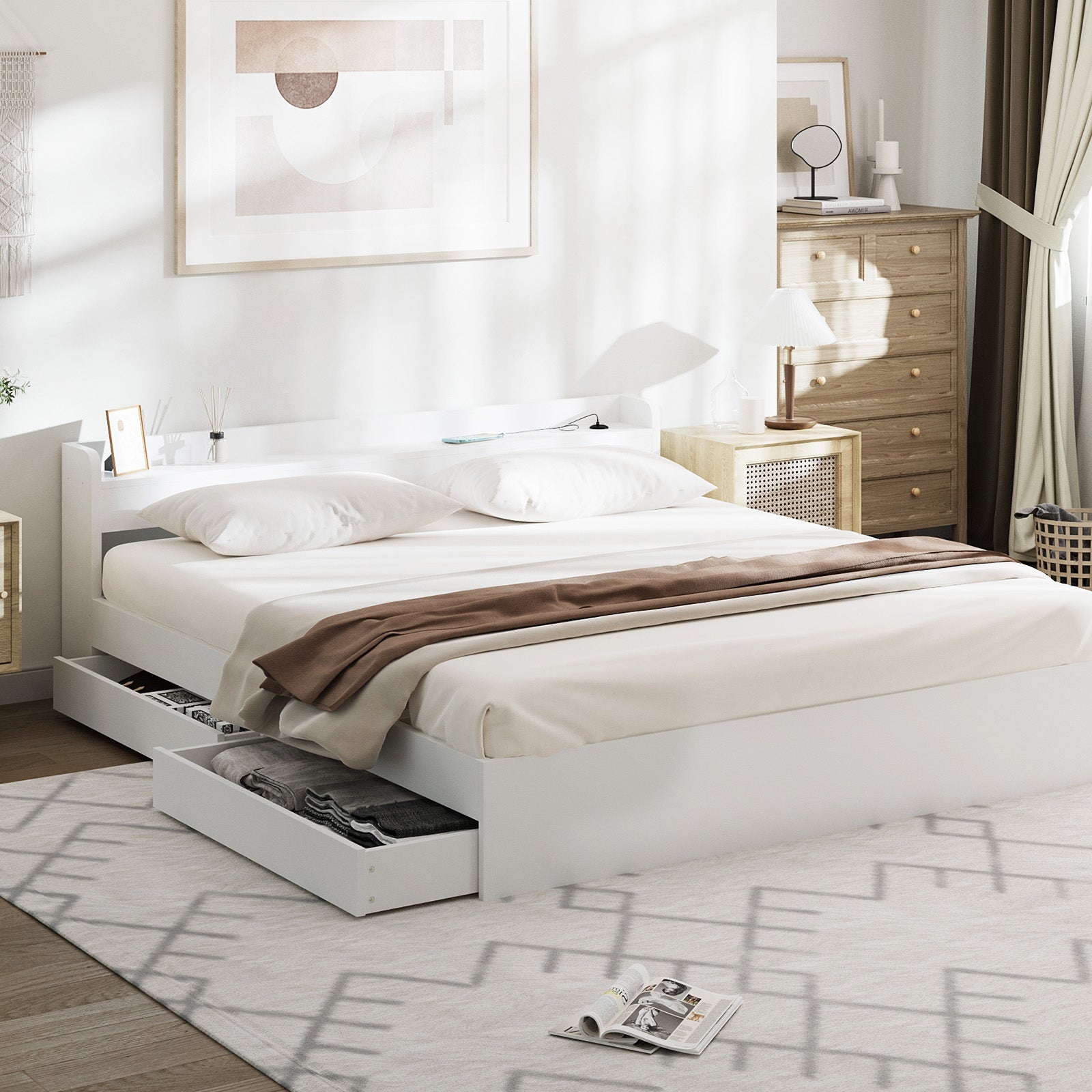 Oikiture Bed Frame Queen Double King Single Size Wooden Bed Platform Timber