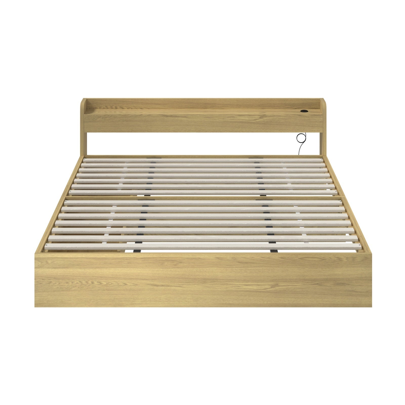 Oikiture Wooden Bed Frame King Size with Charging Ports & 2 Drawers - Sunyee