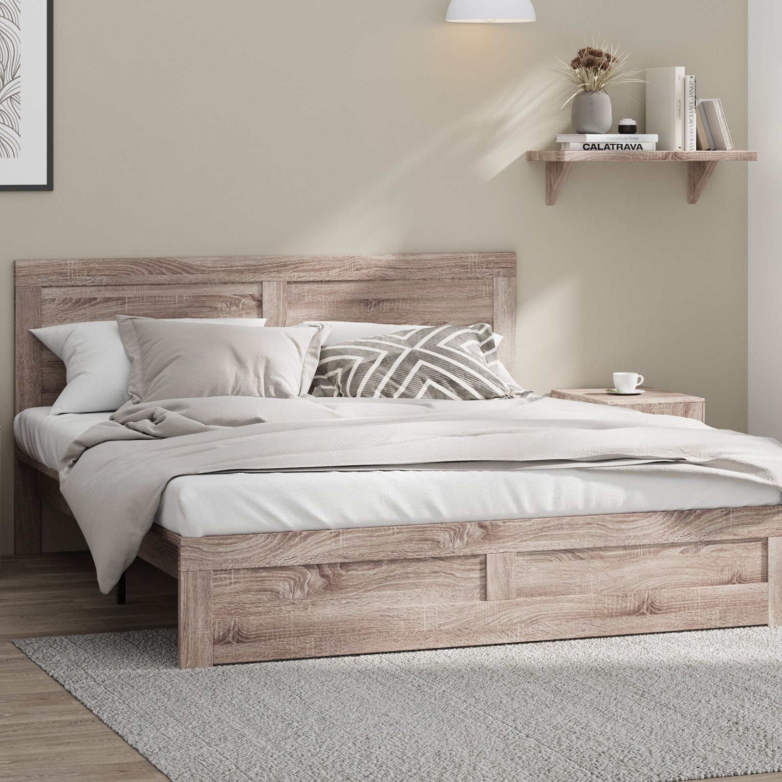 Oikiture Bed Frame Queen Double King Single Size Wooden Bed Platform Timber - Sunyee