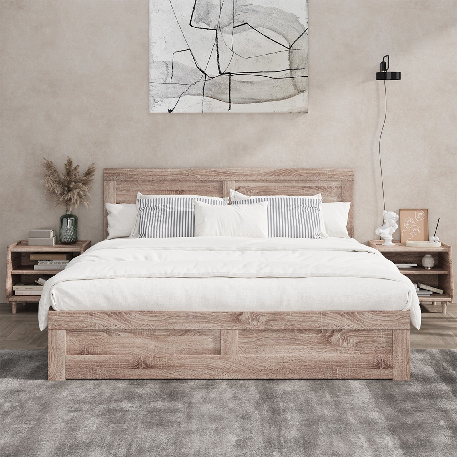 Oikiture Bed Frame King Size Wooden Bed Platforms NEO - Sunyee