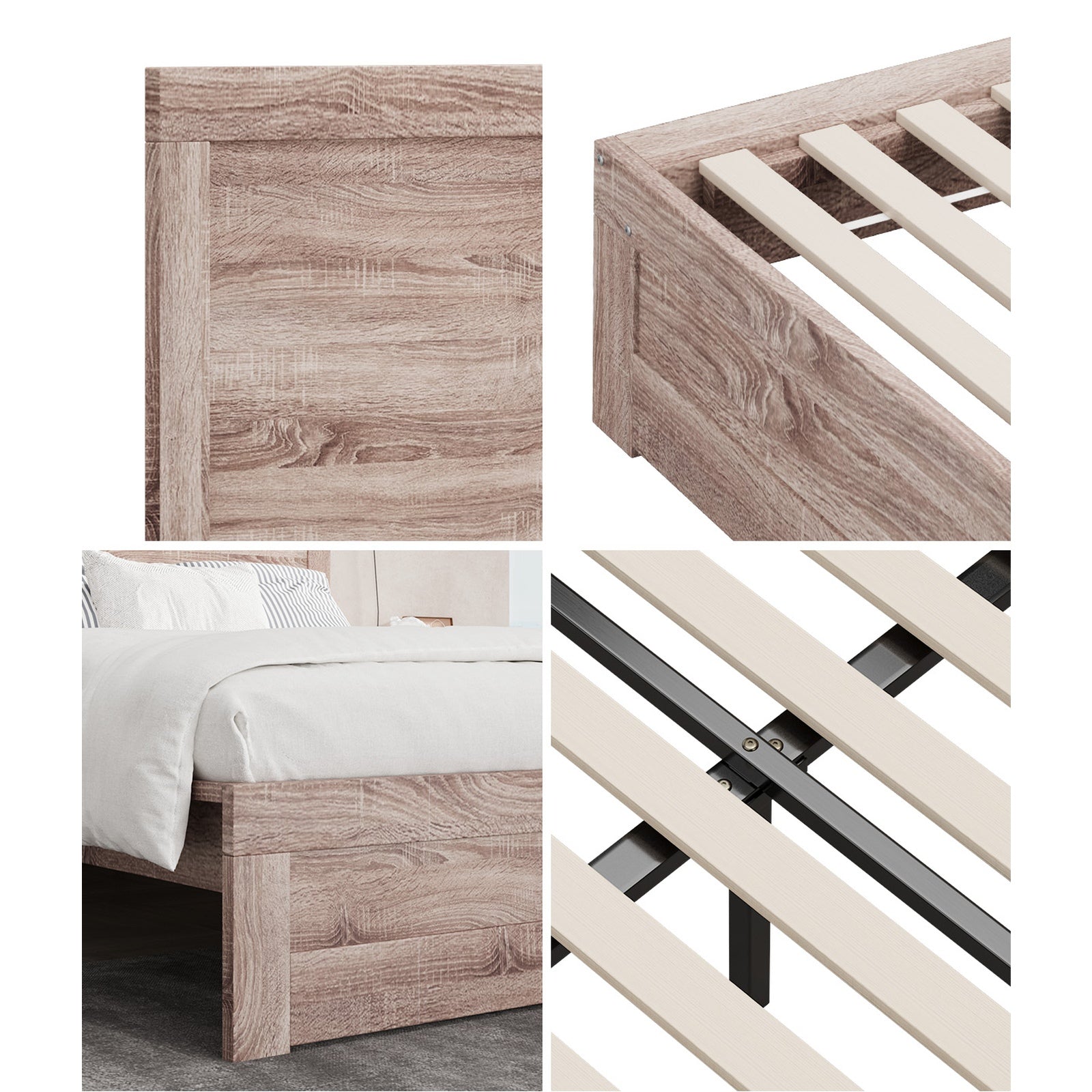 Oikiture Bed Frame King Size Wooden Bed Platforms NEO - Sunyee