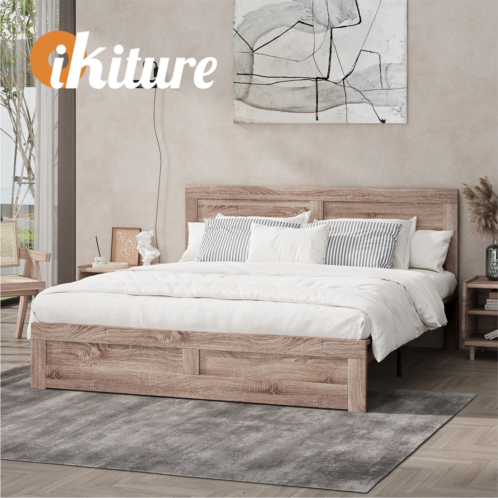 Oikiture Bed Frame King Size Wooden Bed Platforms NEO - Sunyee