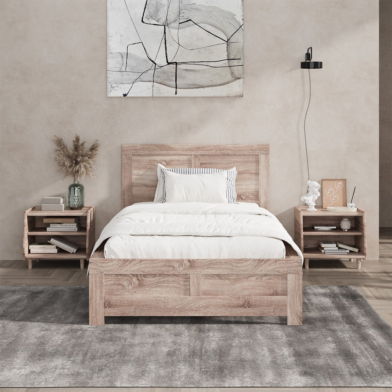 Oikiture Bed Frame King Single Size Wooden Bed Platforms NEO - Sunyee