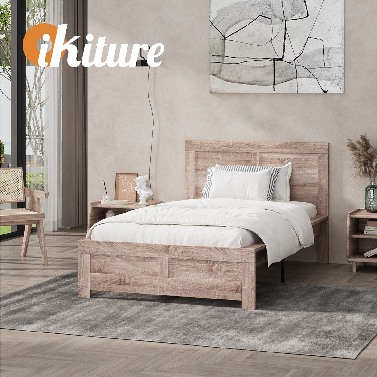 Oikiture Bed Frame King Single Size Wooden Bed Platforms NEO - Sunyee