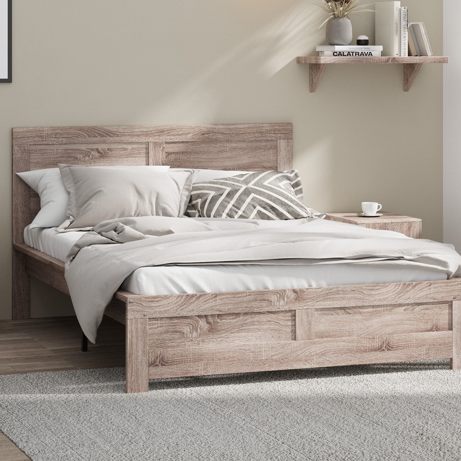 Oikiture Bed Frame Queen Size Wooden Bed Platforms NEO - Sunyee