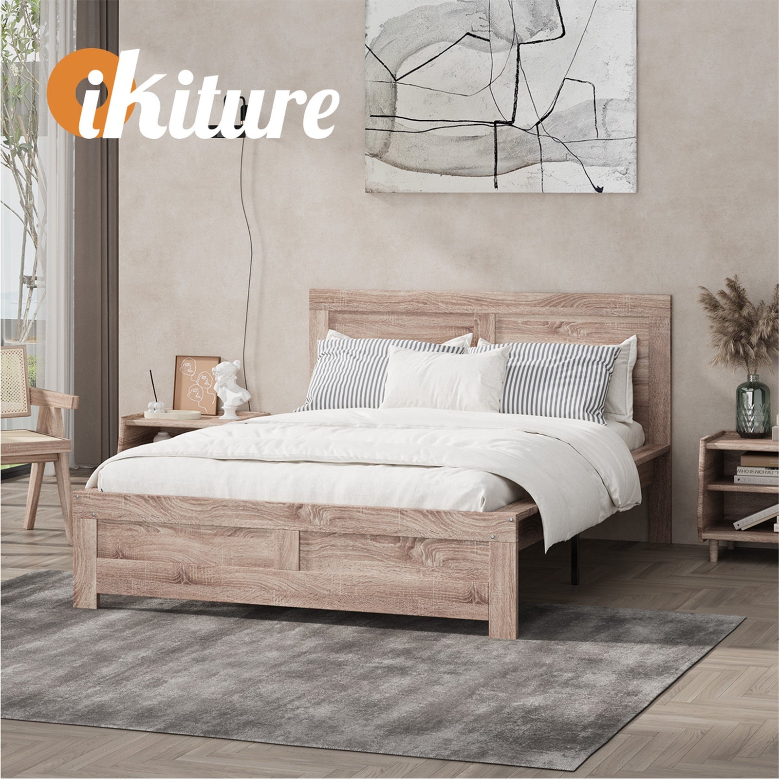 Oikiture Bed Frame Queen Size Wooden Bed Platforms NEO - Sunyee