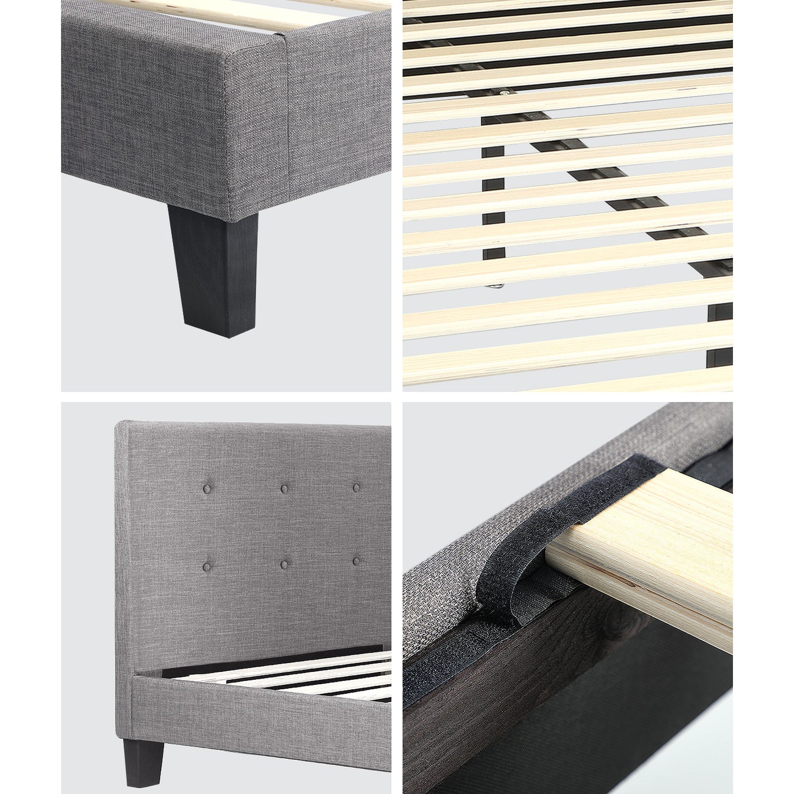 Oikiture Bed Frame Double Queen King Single Platform Base with Mattress Grey - Sunyee