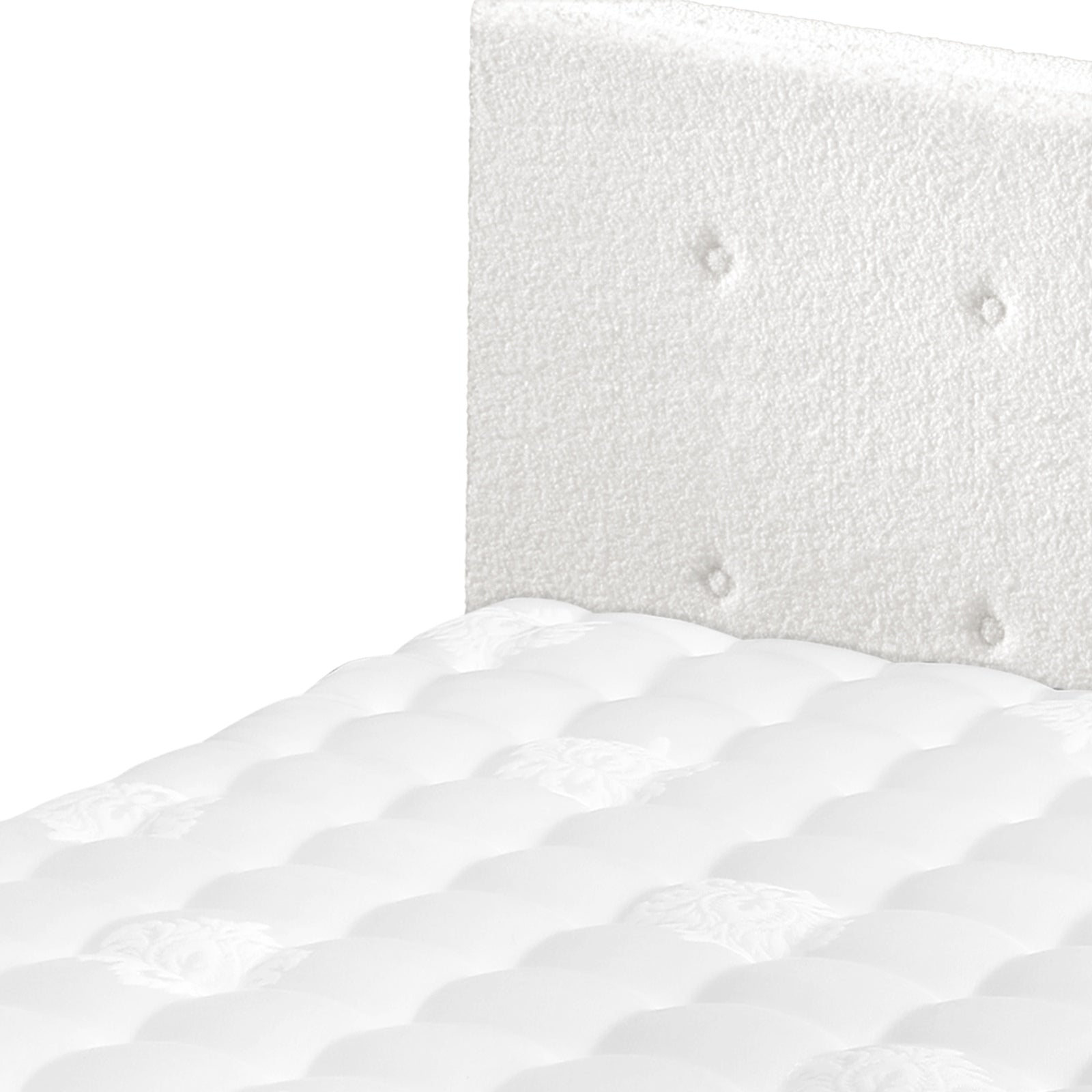 Oikiture Bed Frame King Size Wooden Platform Beds with Mattress White - Sunyee