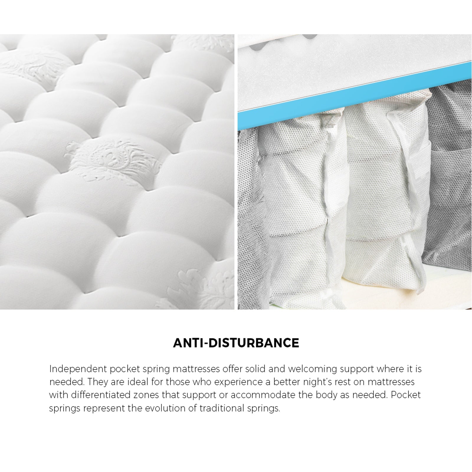 Oikiture Bed Frame Single Size Wooden Platform Beds with Mattress White - Sunyee