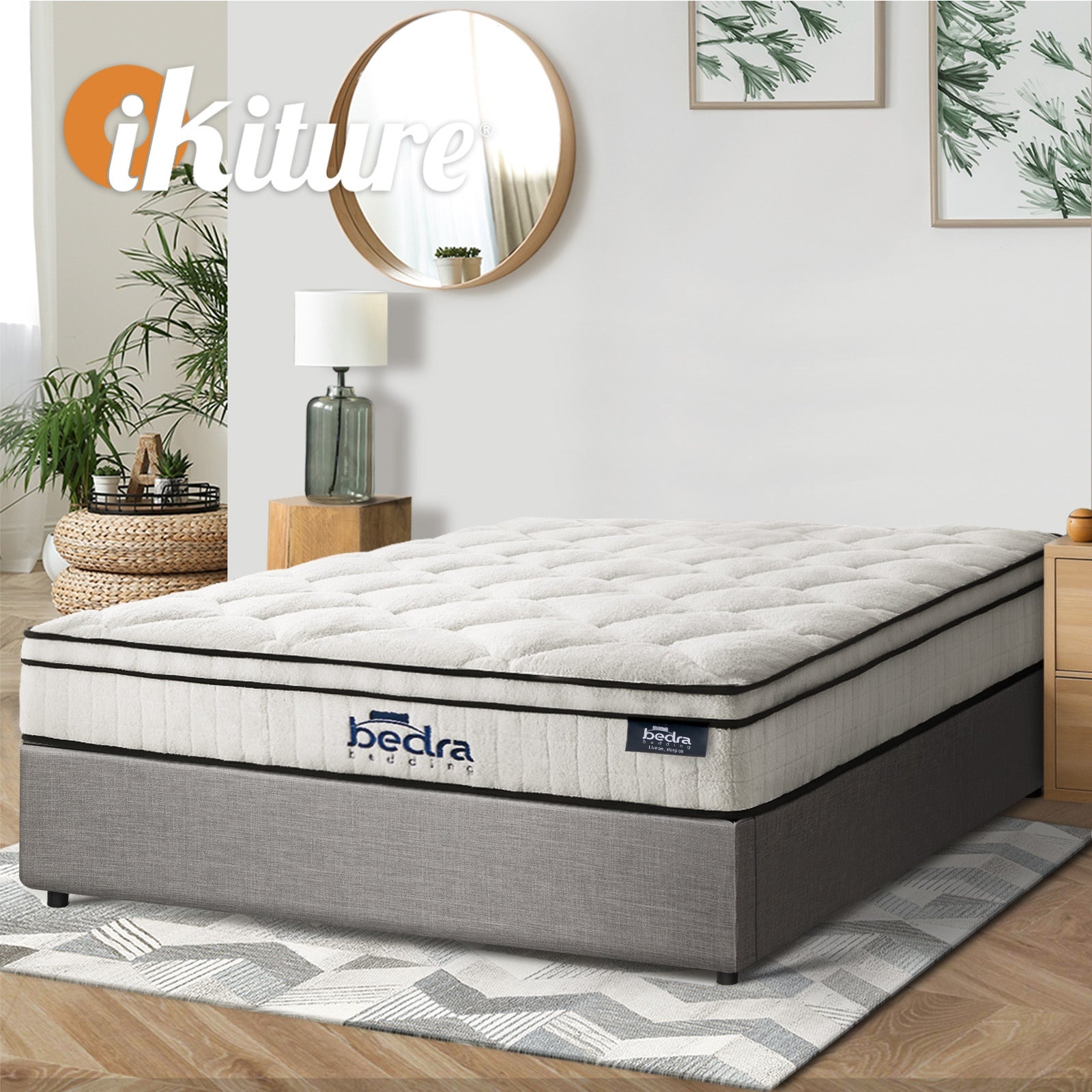 Oikiture Bed Frame Queen Size Gas Lift Base Storage Platform with Mattress - Sunyee