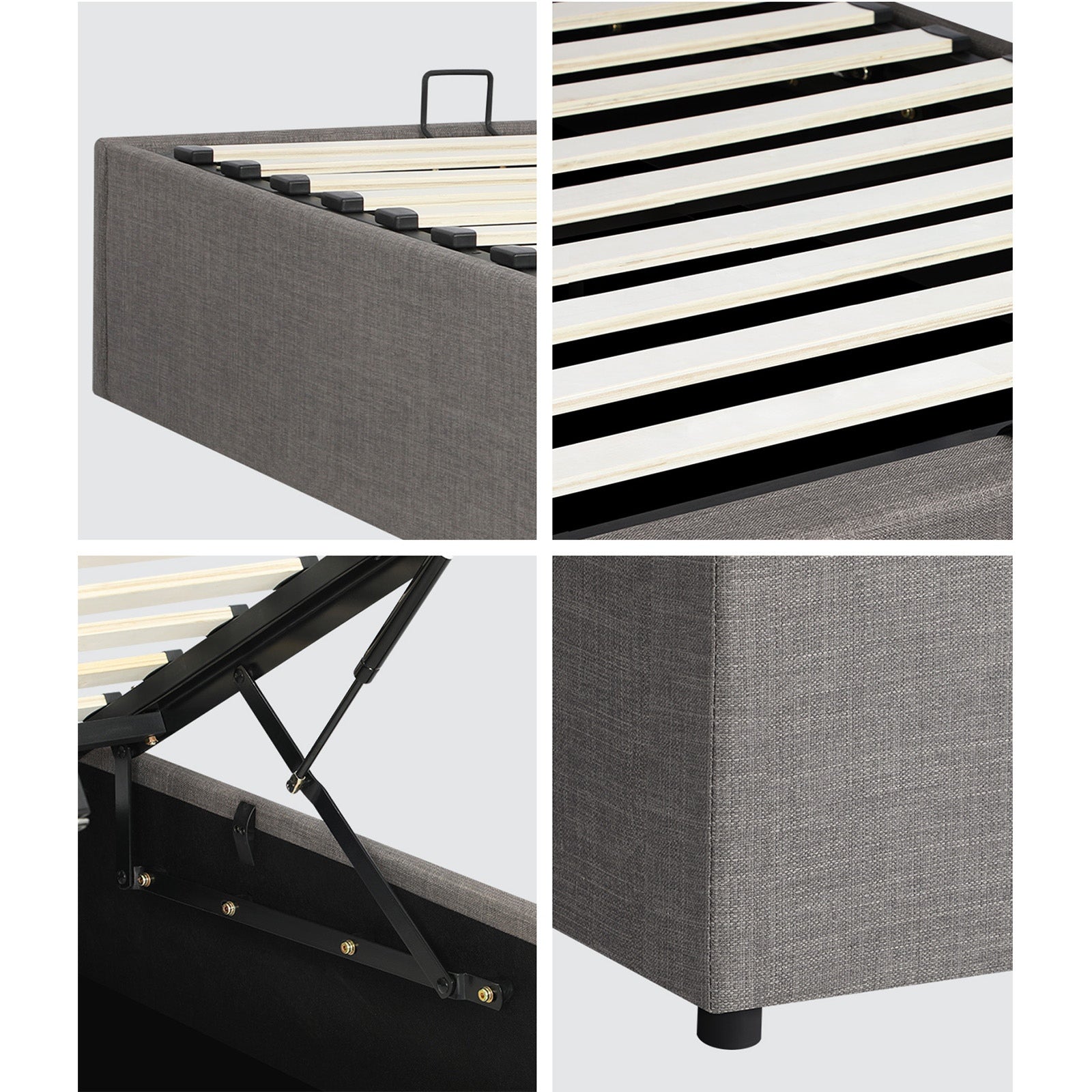 Oikiture Bed Frame Single Size Gas Lift Base Storage Platform with Mattress - Sunyee