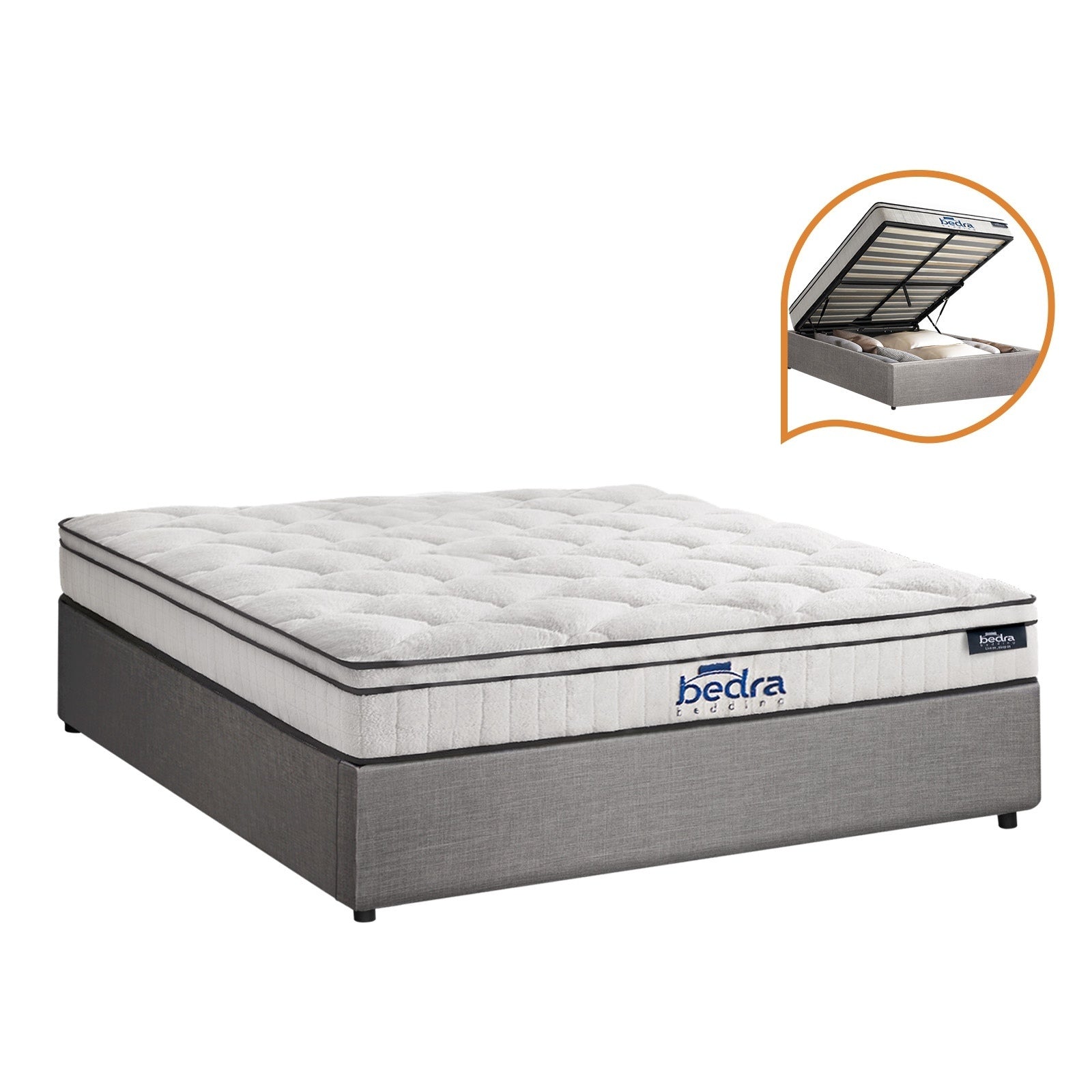 Oikiture Bed Frame Queen Double King Size Gas Lift Storage Base with Mattress