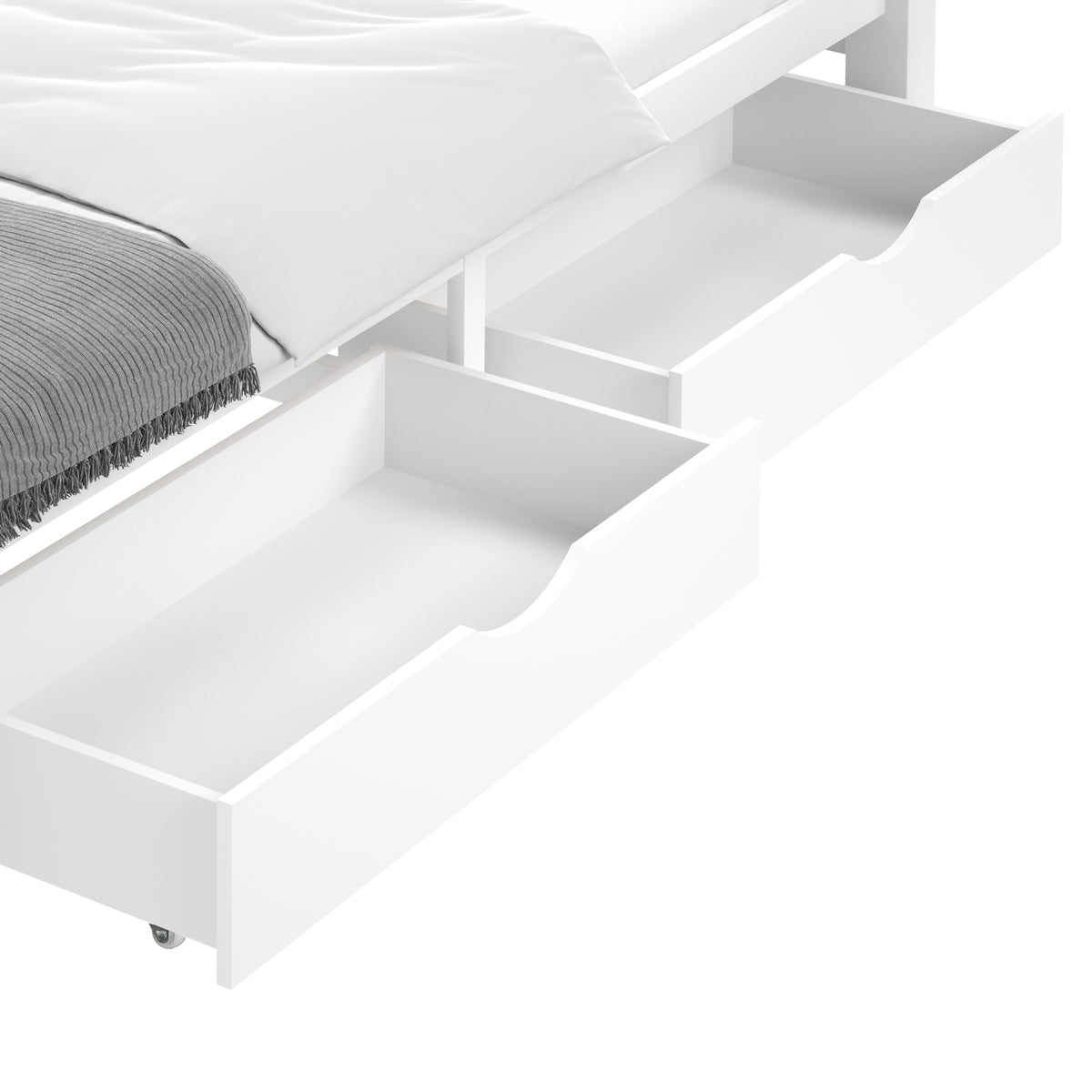 Oikiture Storage Drawers Trundle for Wooden Bed Frame Base Timber Whit