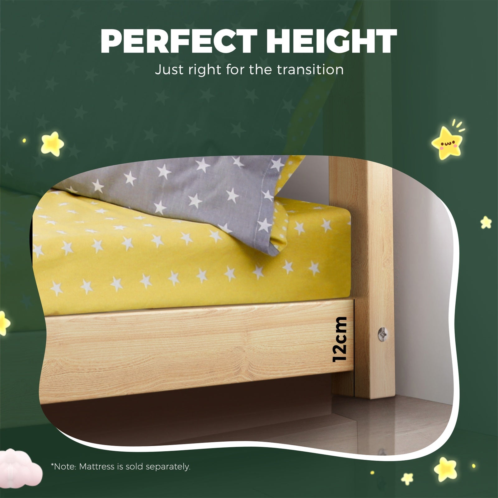 Oikiture Wooden Bed Frame Single Wood Mattress Base Pine Timber Platform - Sunyee