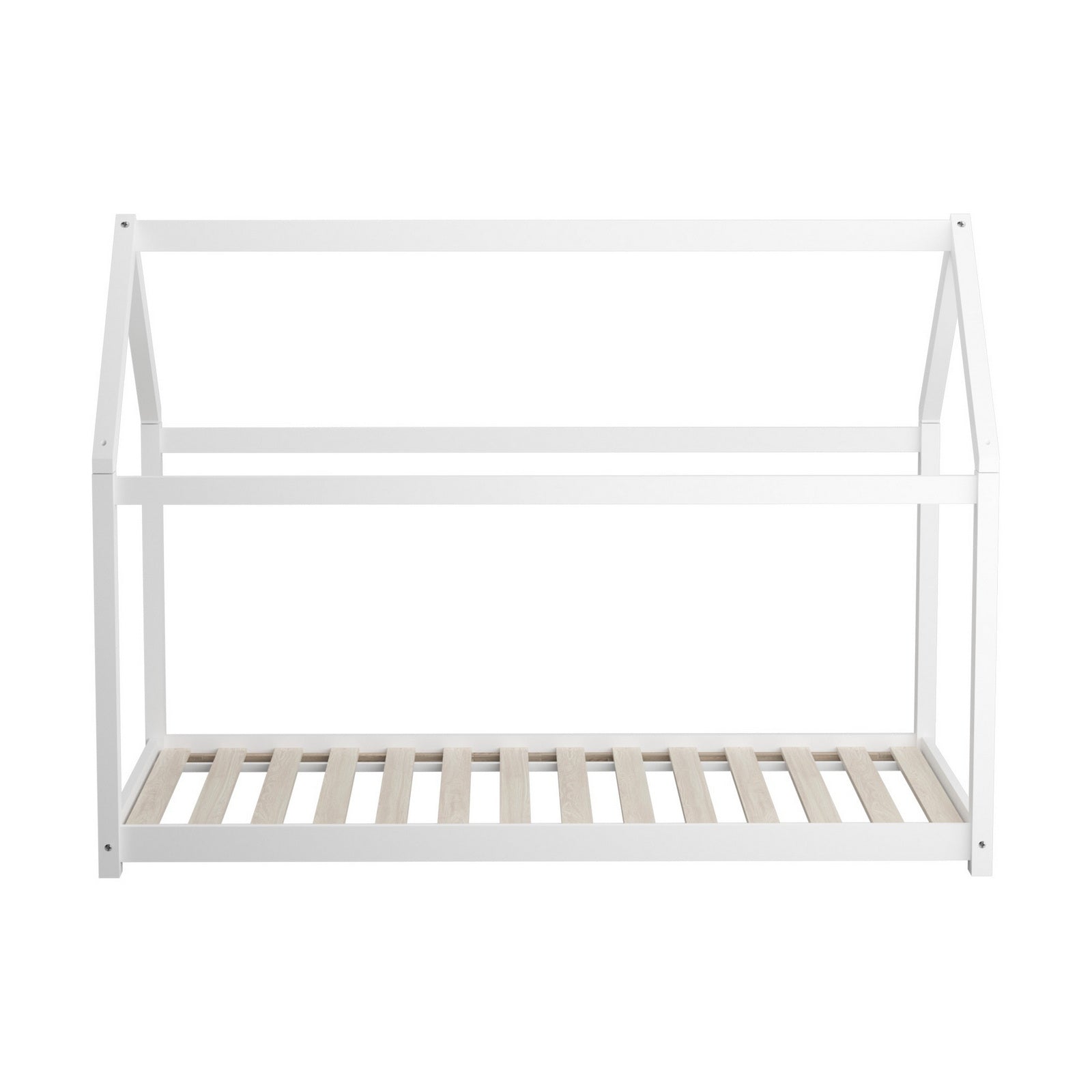 Oikiture Kids Bed Frame With Single Mattress Set House Style White - Sunyee