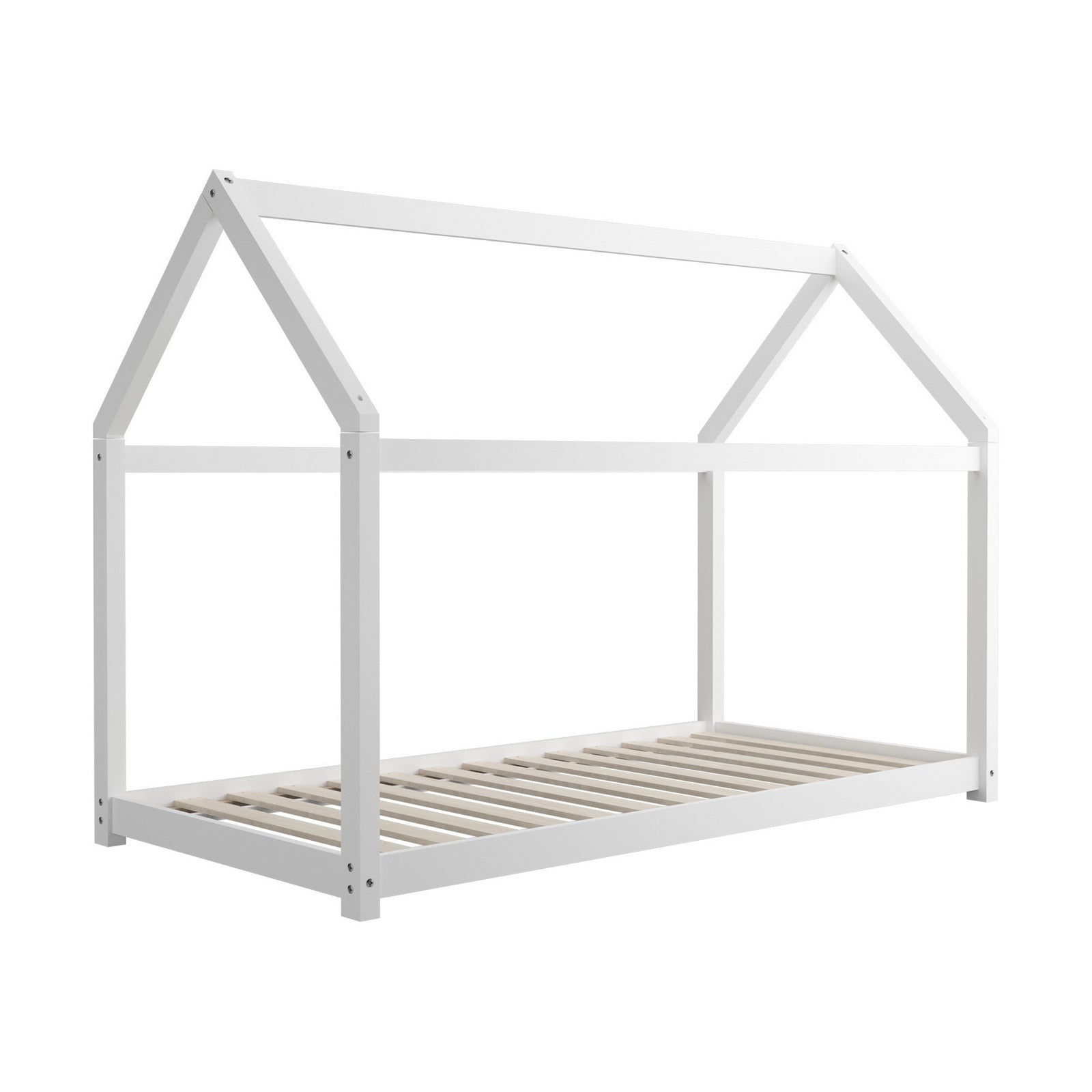 Oikiture Kids Bed Frame With Single Mattress Set House Style White - Sunyee