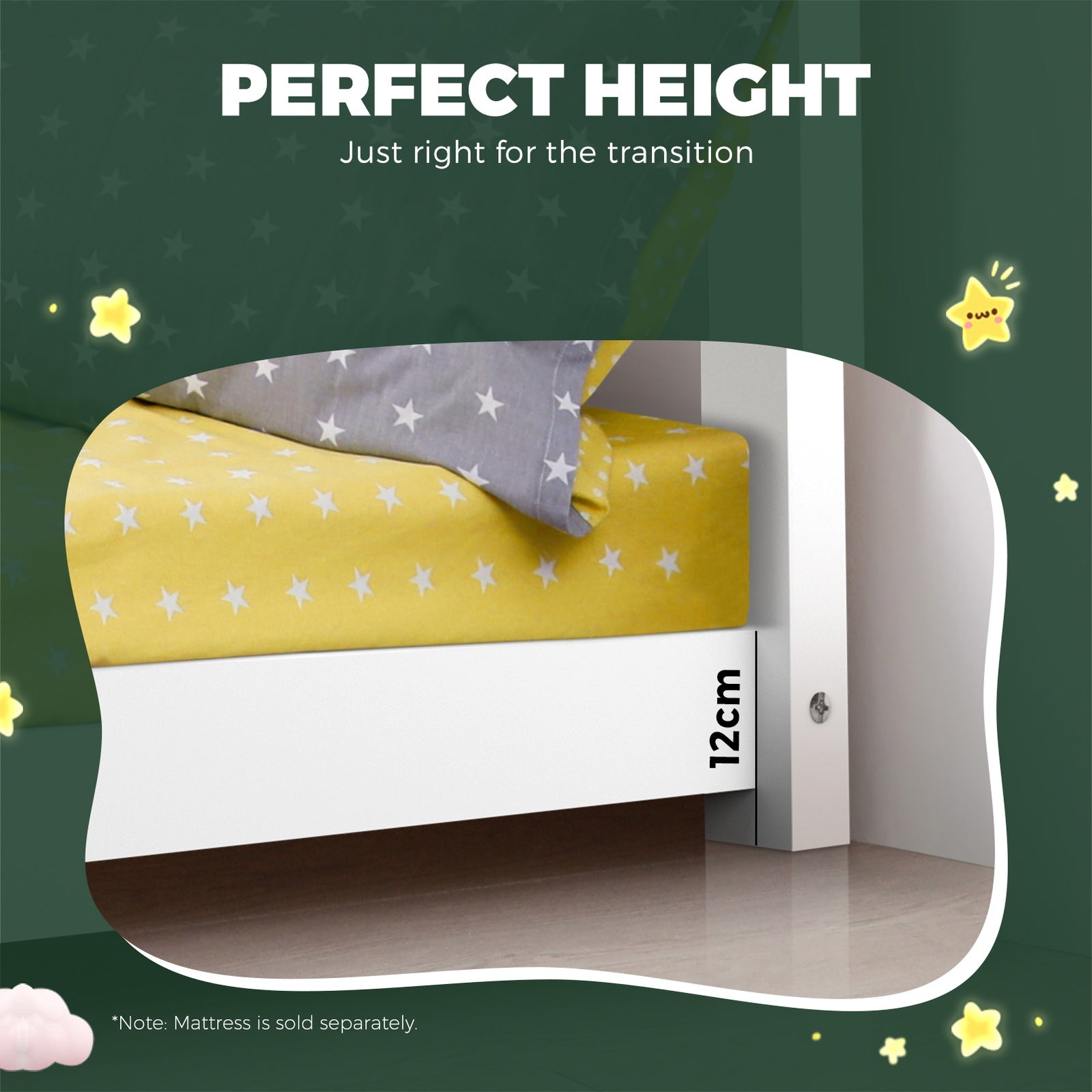 Oikiture Bed Frame Single Wooden Timber House Frame Wood Mattress Base Platform
