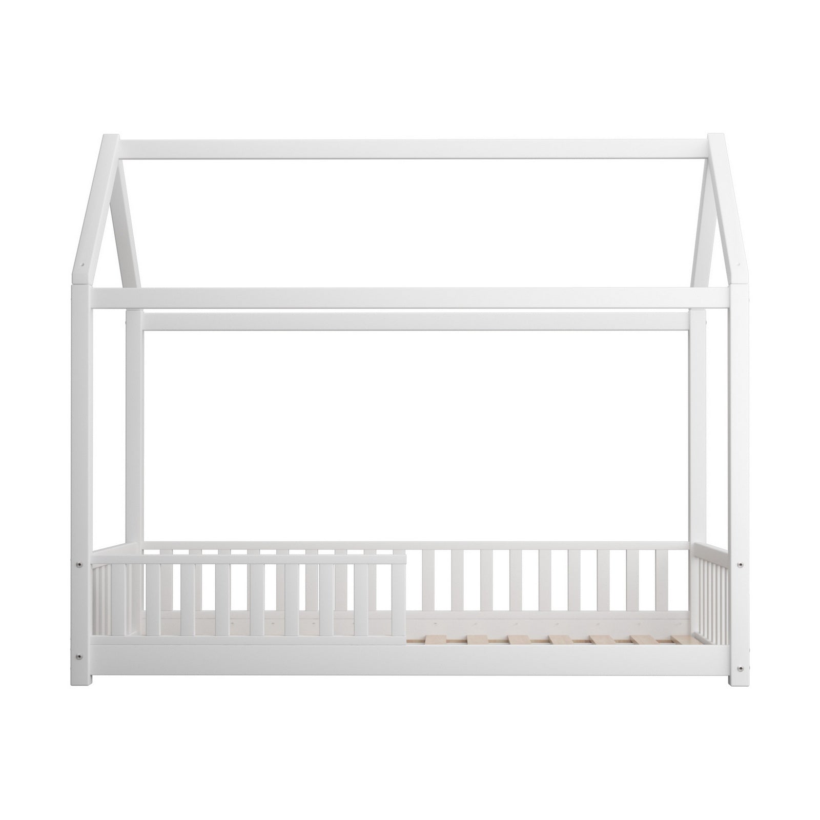 Oikiture Kids Bed Frame With Single Mattress Set House Frame White - Sunyee