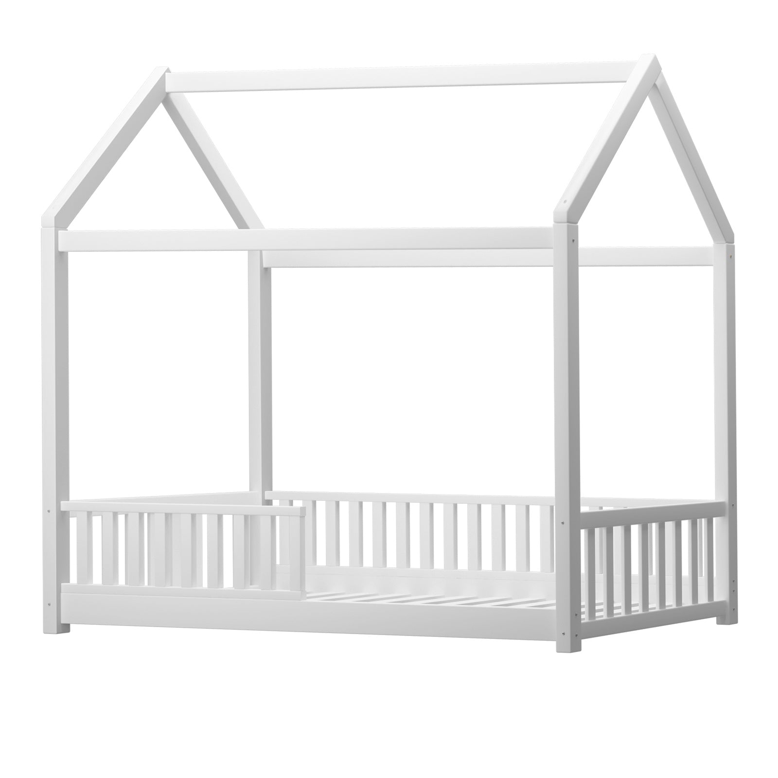 Oikiture Bed Frame Wooden Single Timber House Frame Mattress Base White - Sunyee