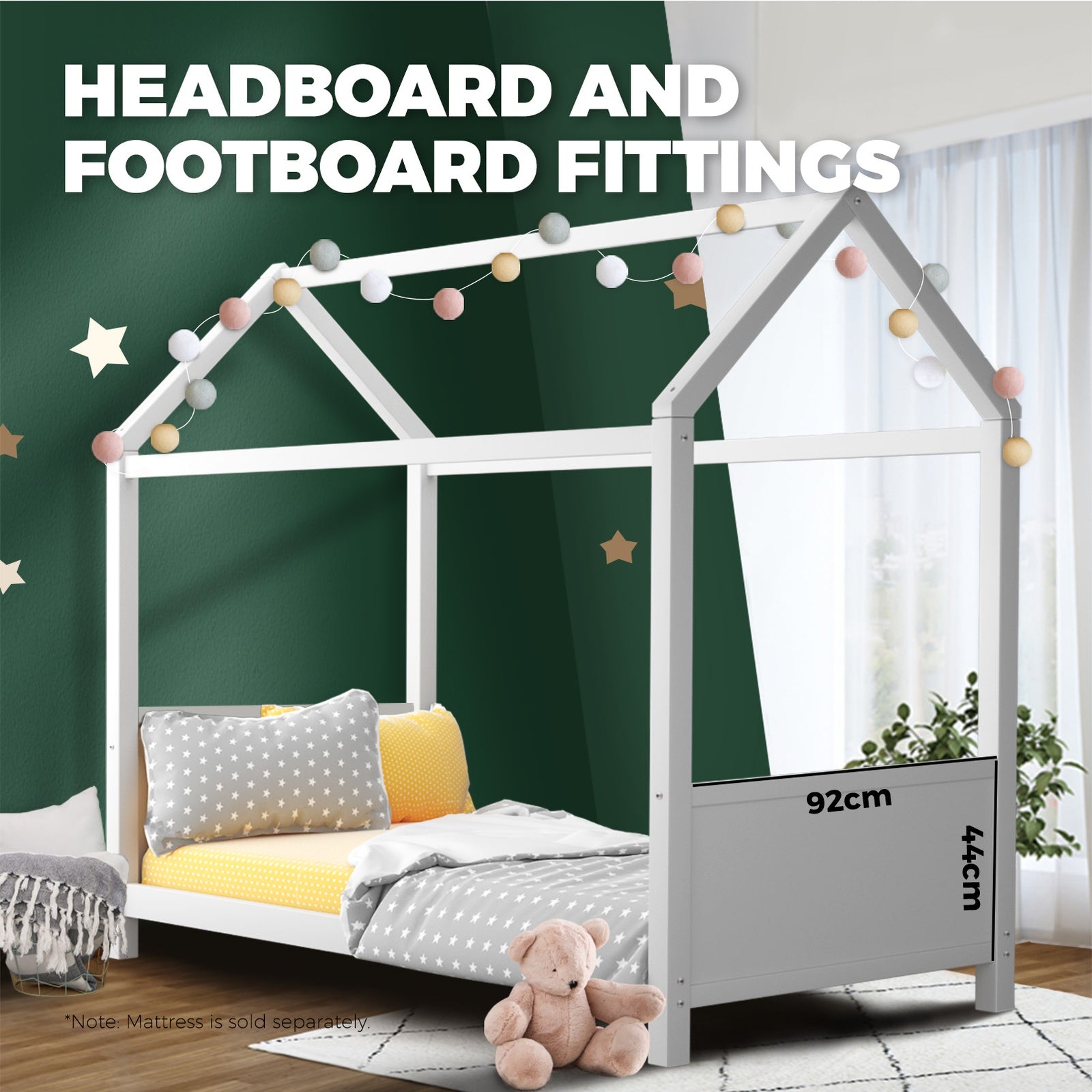 Oikiture Bed Frame Single Wooden Timber House Bedframe Mattress Base Platform