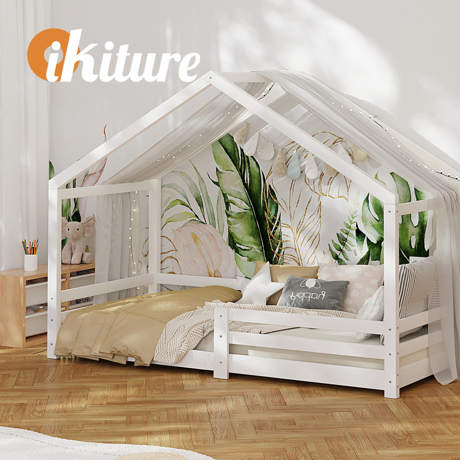 Oikiture Bed Frame Single Wooden House Bedframe Mattress Base Timber Platform - Sunyee