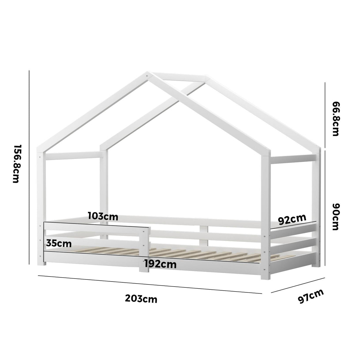 Oikiture Bed Frame Single Wooden House Bedframe Mattress Base Timber Platform