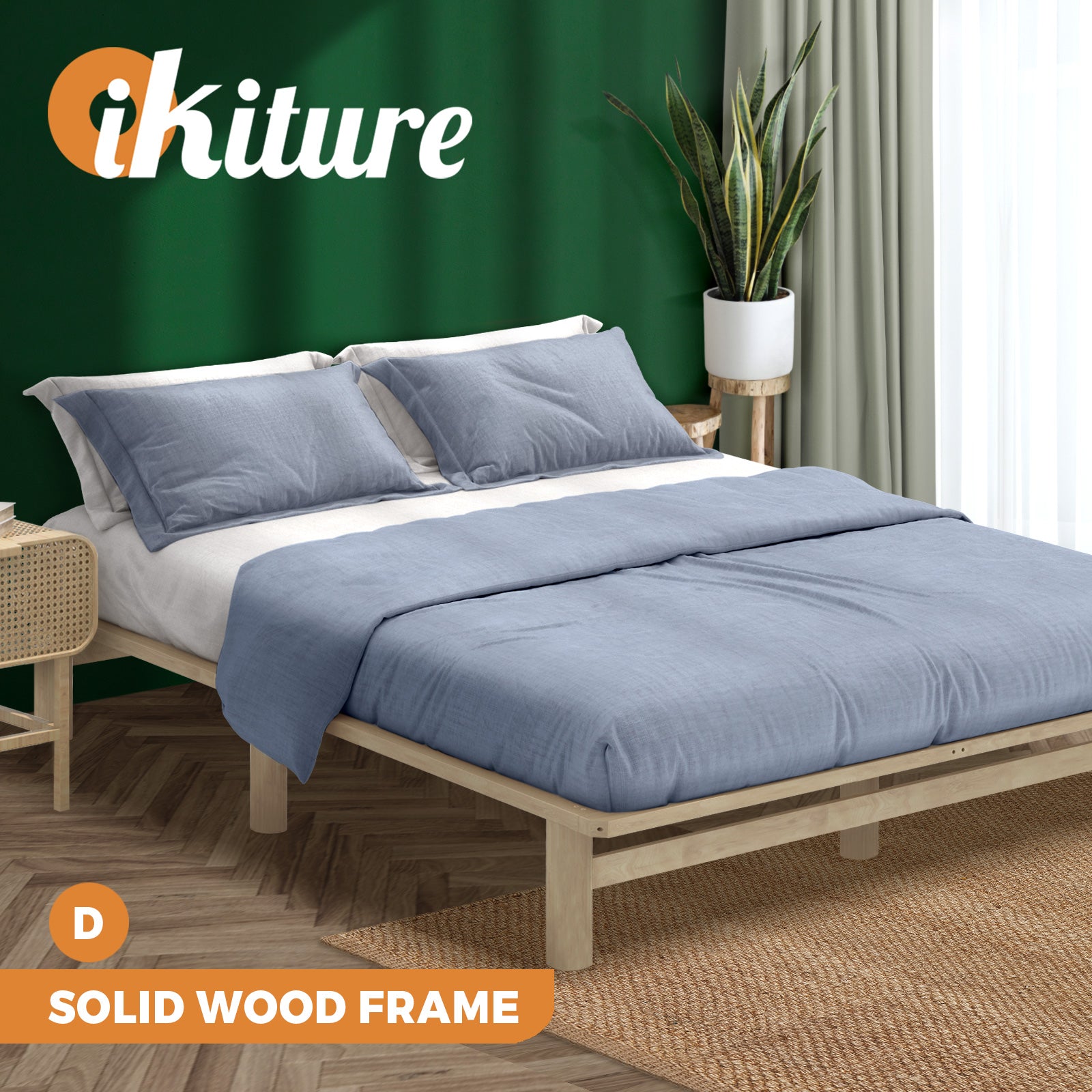 Oikiture Bed Frame Queen King Single Double Wooden Mattress Base Platform Timber - Sunyee