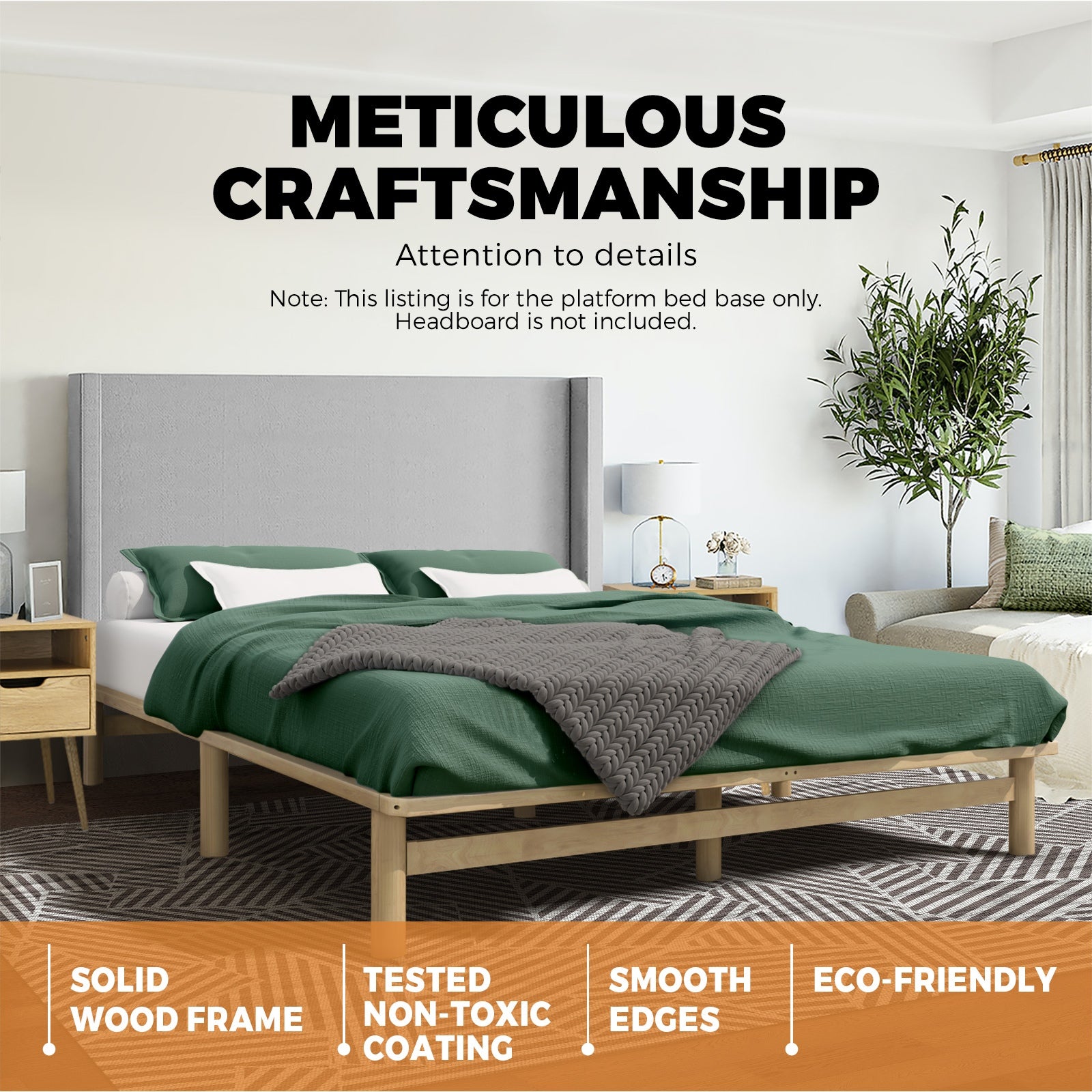 Oikiture Bed Frame Queen King Single Double Wooden Mattress Base Platform Timber - Sunyee