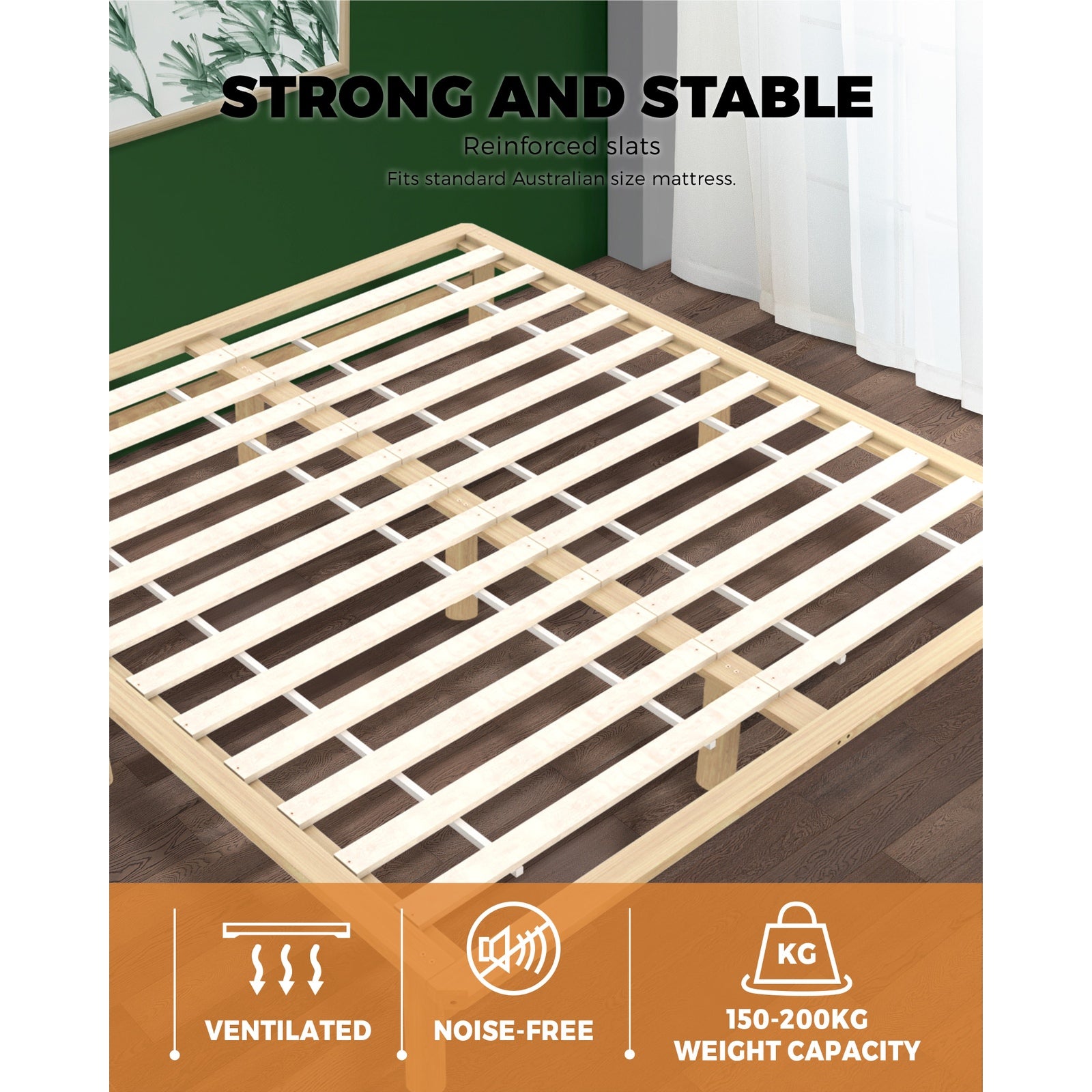 Oikiture Bed Frame Queen King Single Double Wooden Mattress Base Platform Timber - Sunyee