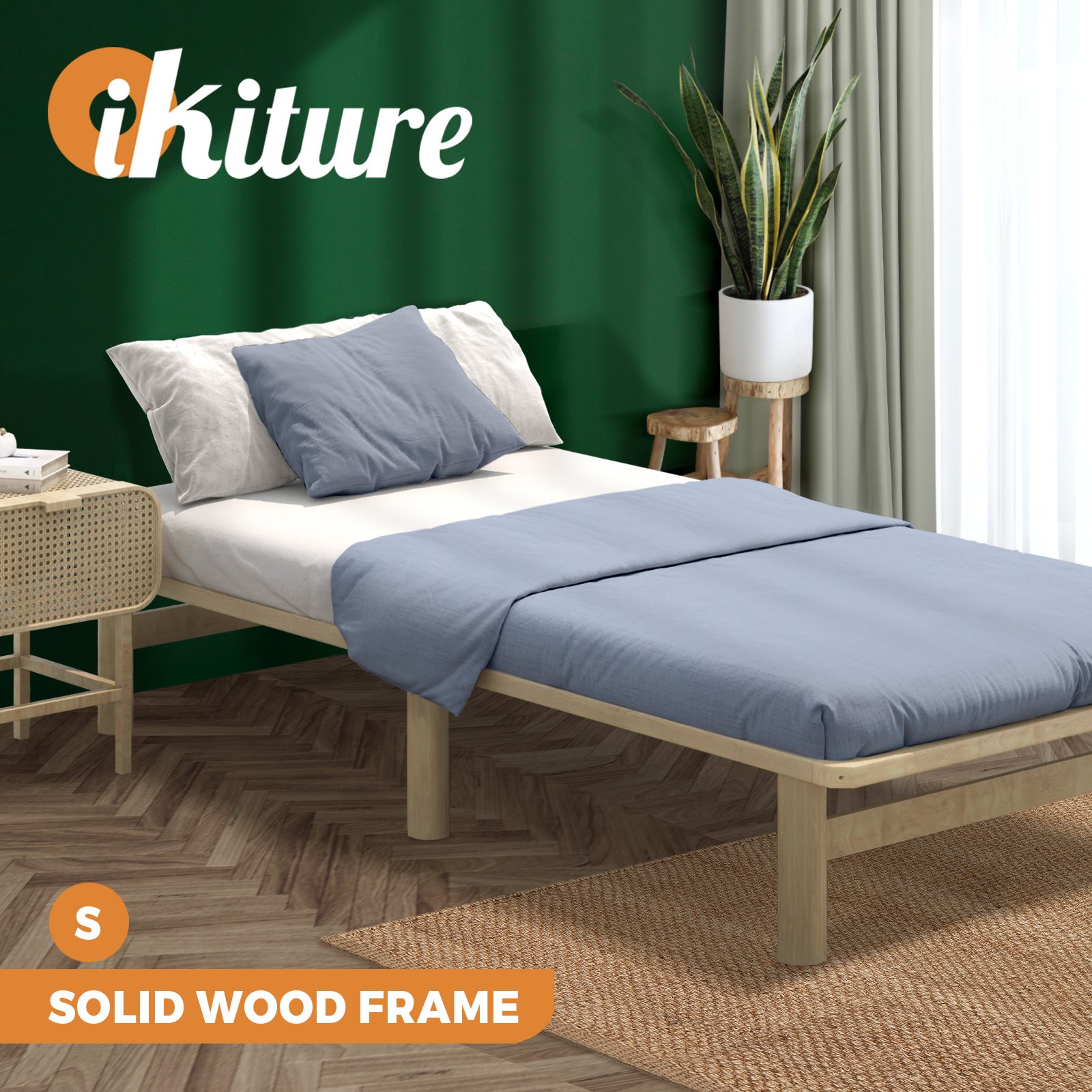 Oikiture Bed Frame Queen King Single Double Wooden Mattress Base Platform Timber - Sunyee