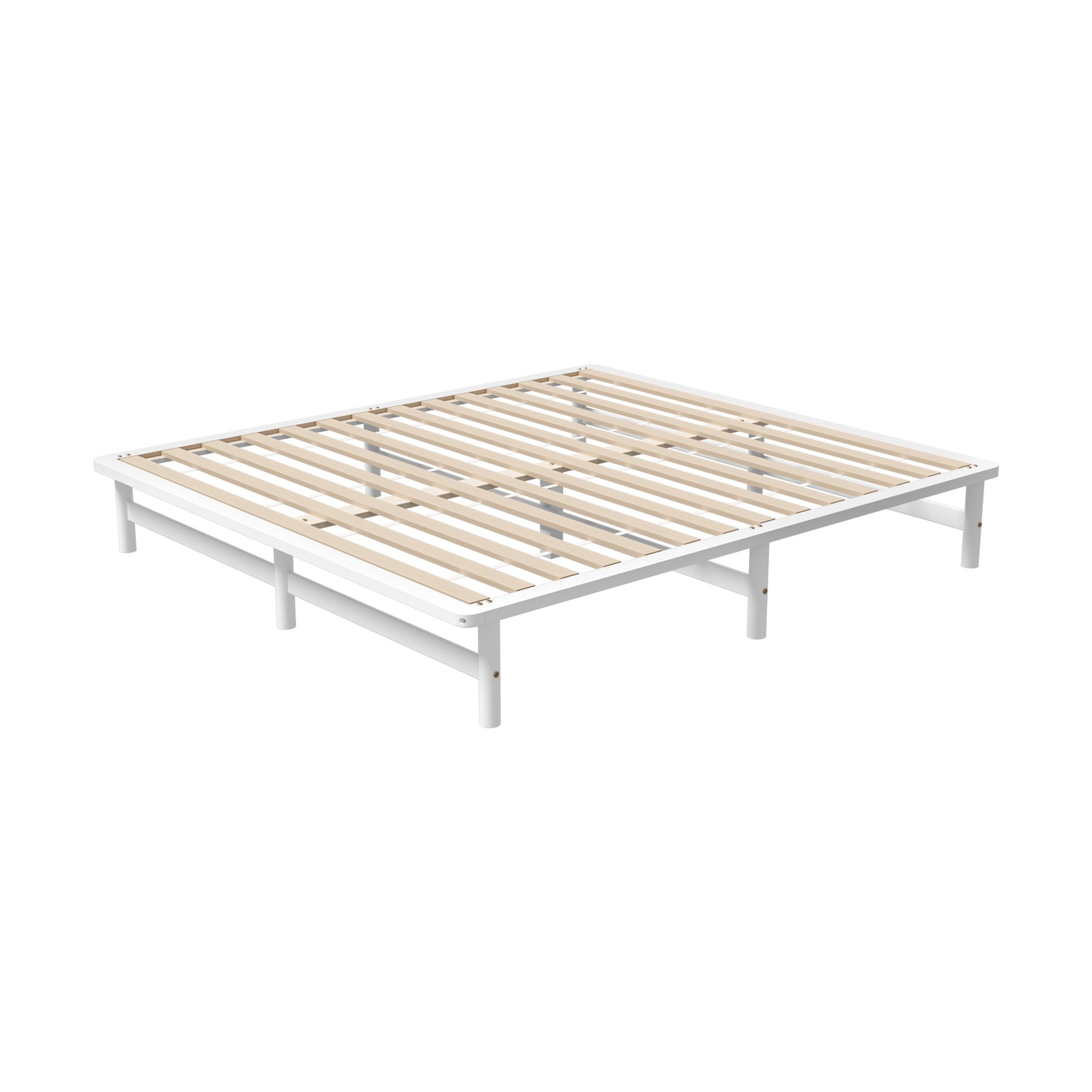 Oikiture Wooden Bed Frame King Size Base Platform Beds Solid Pine Wood White - Sunyee