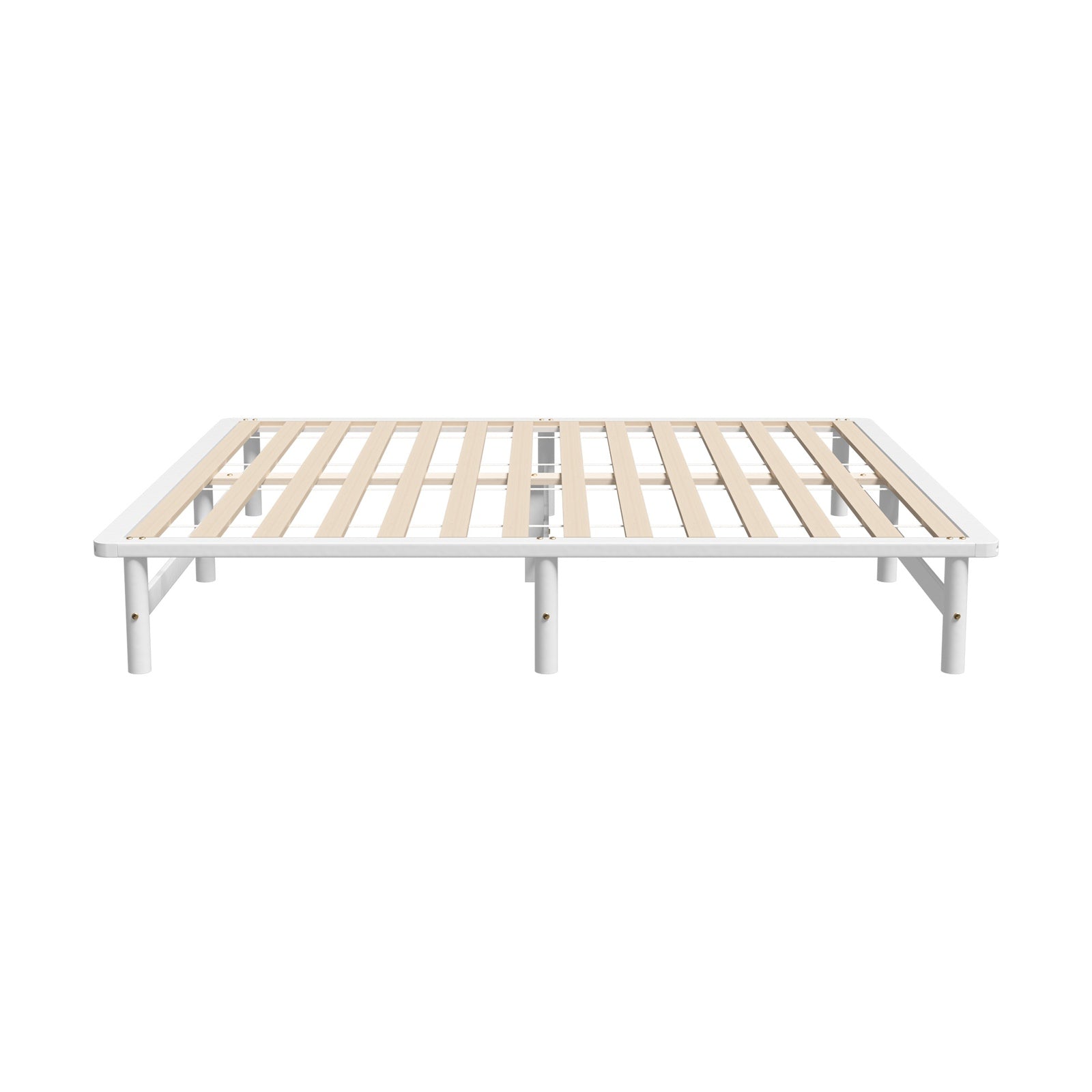 Oikiture Wooden Bed Frame King Size Base Platform Beds Solid Pine Wood White - Sunyee