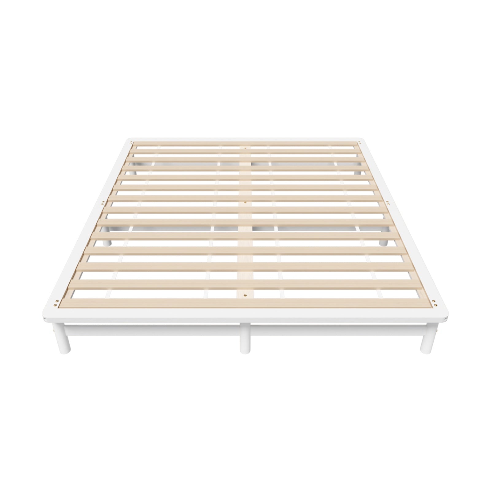 Oikiture Wooden Bed Frame King Size Base Platform Beds Solid Pine Wood White - Sunyee