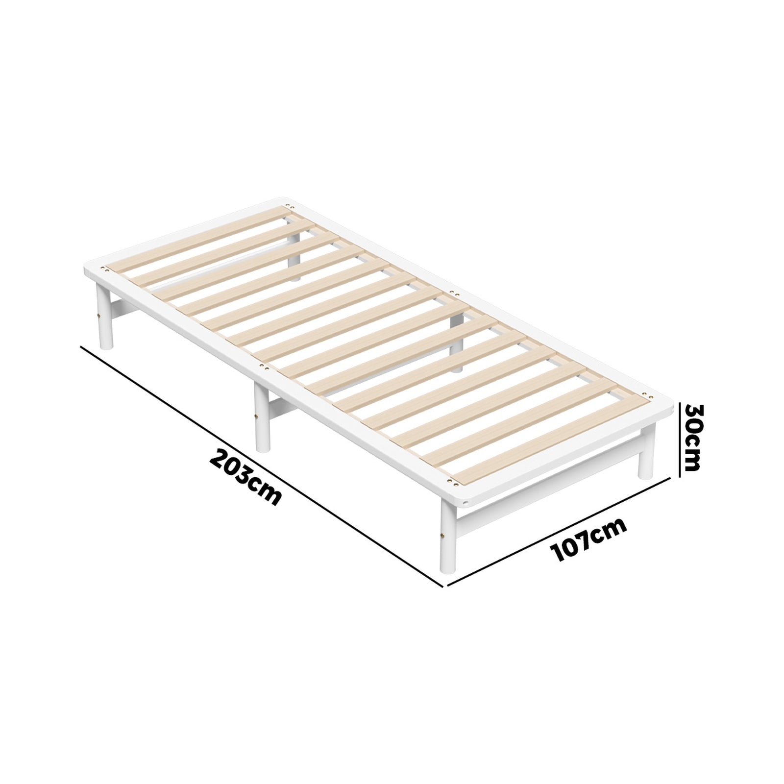 Oikiture Wooden Bed Frame Base Platform Pine Timber King Single Size Beds White - Sunyee