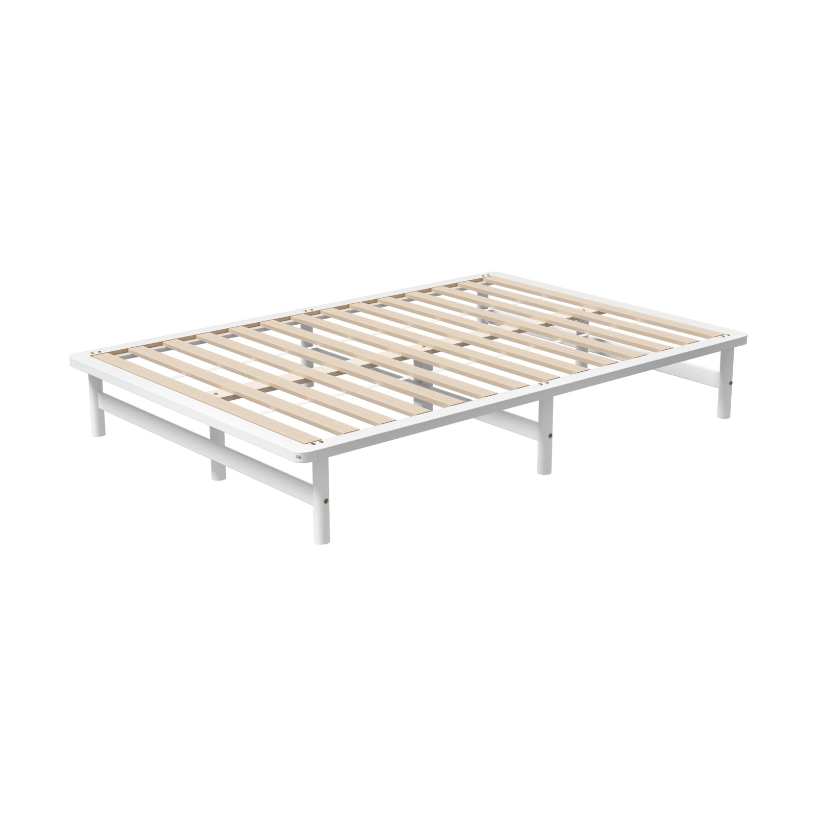Oikiture Wooden Bed Frame Queen Size Beds Base Platform Solid Pine Timber White - Sunyee
