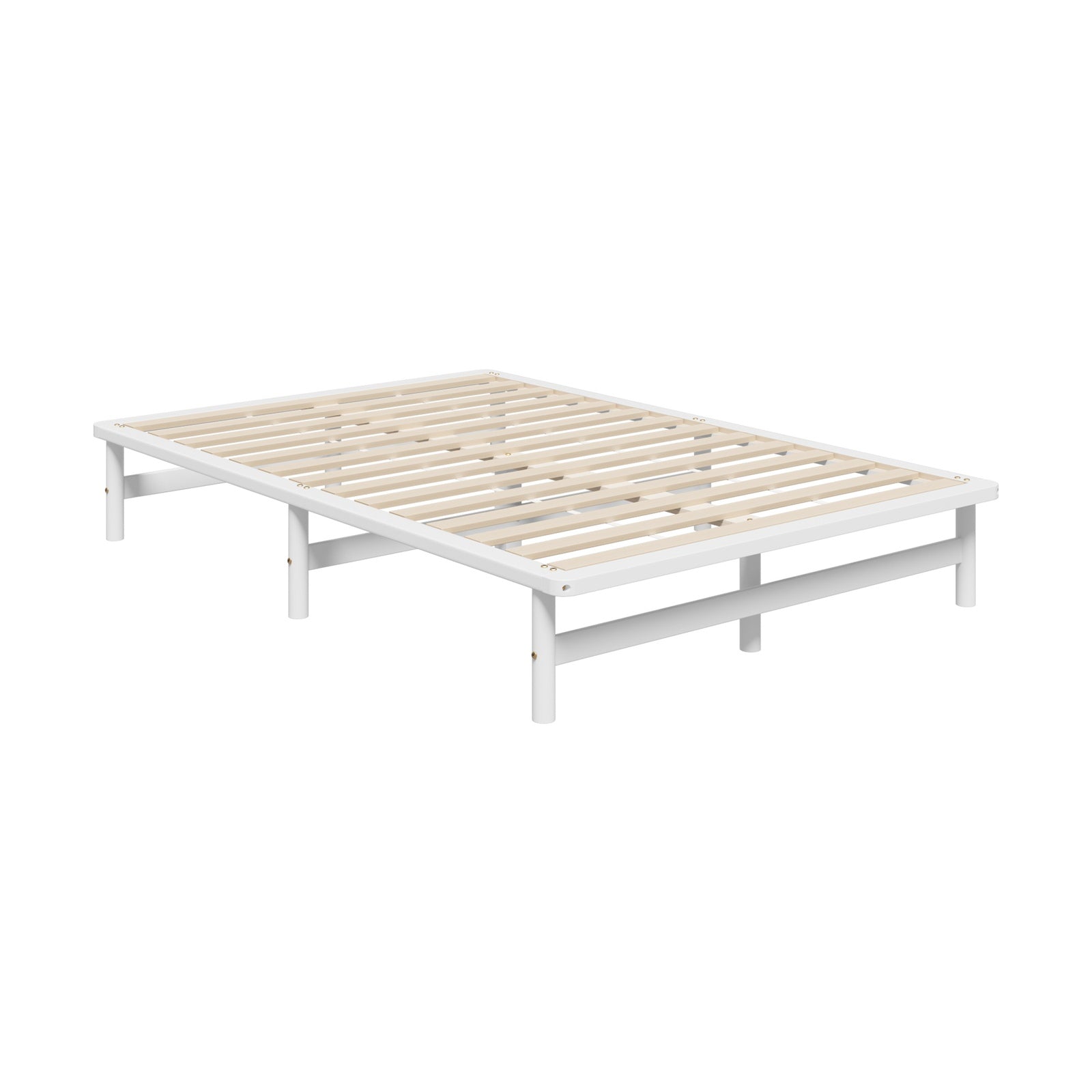 Oikiture Wooden Bed Frame Queen Size Beds Base Platform Solid Pine Timber White - Sunyee
