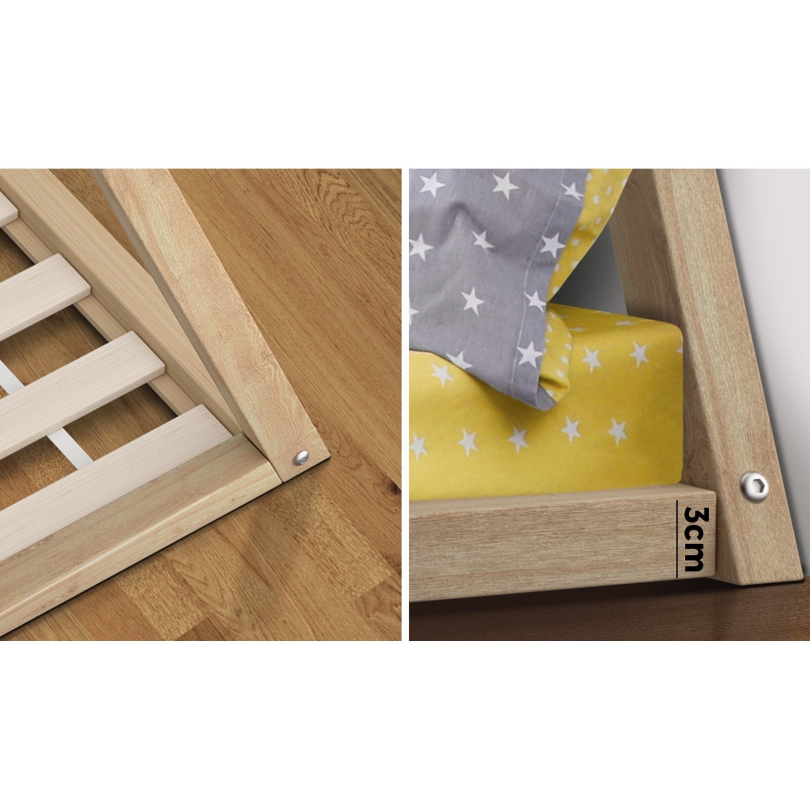 Oikiture Kids Bed Frame With Single Mattress Set Teepee House Style - Sunyee