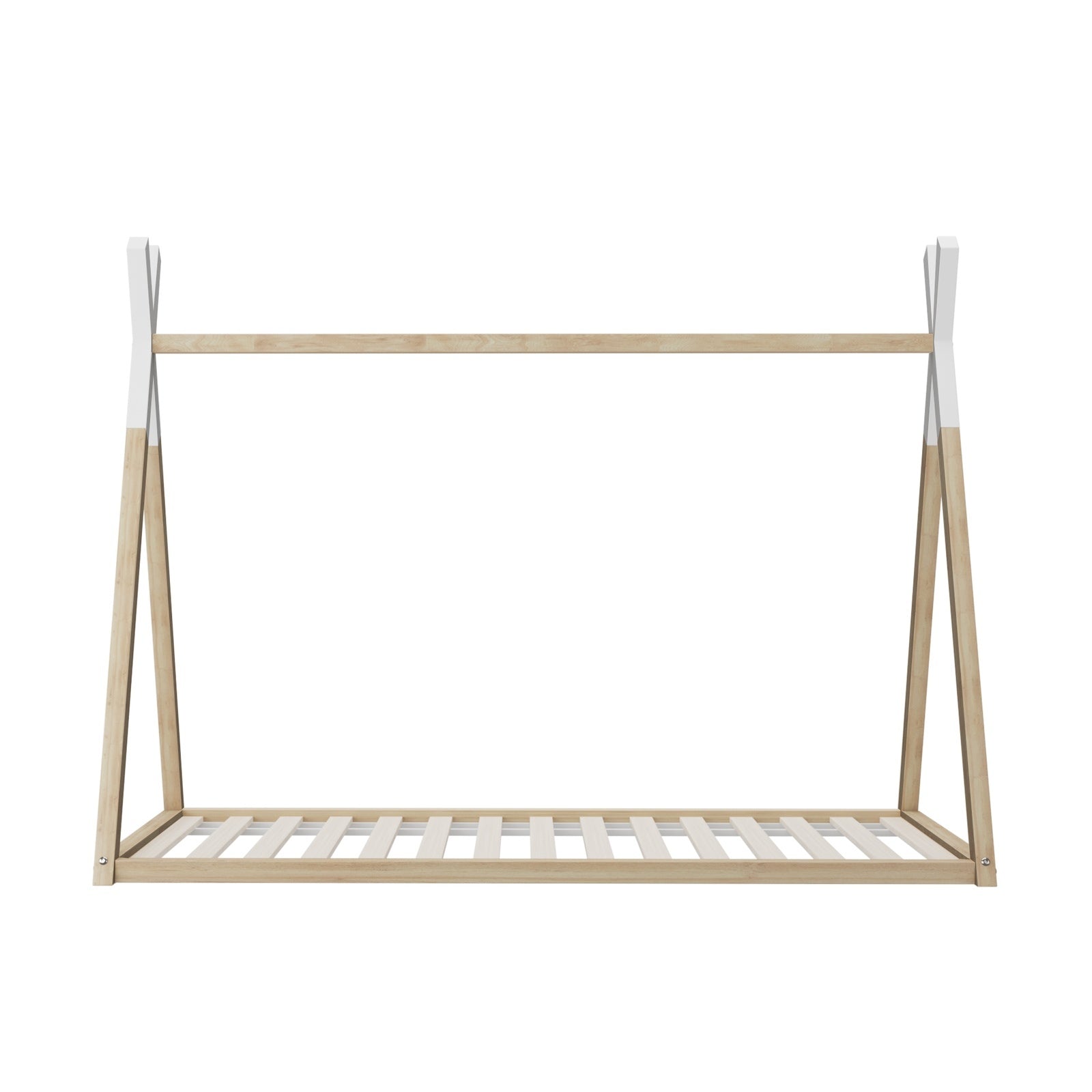 Oikiture Kids Bed Frame With Single Mattress Set Teepee House Style - Sunyee