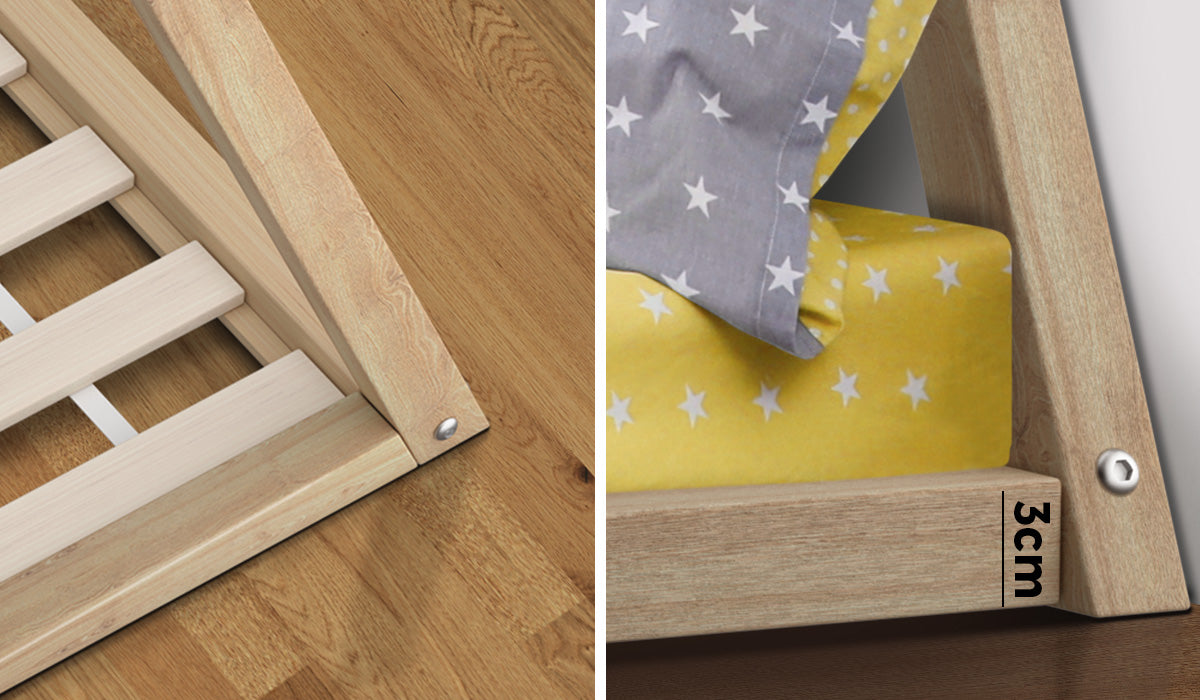 Oikiture Kids Bed Frame With Single Mattress Set Teepee House Style - Sunyee