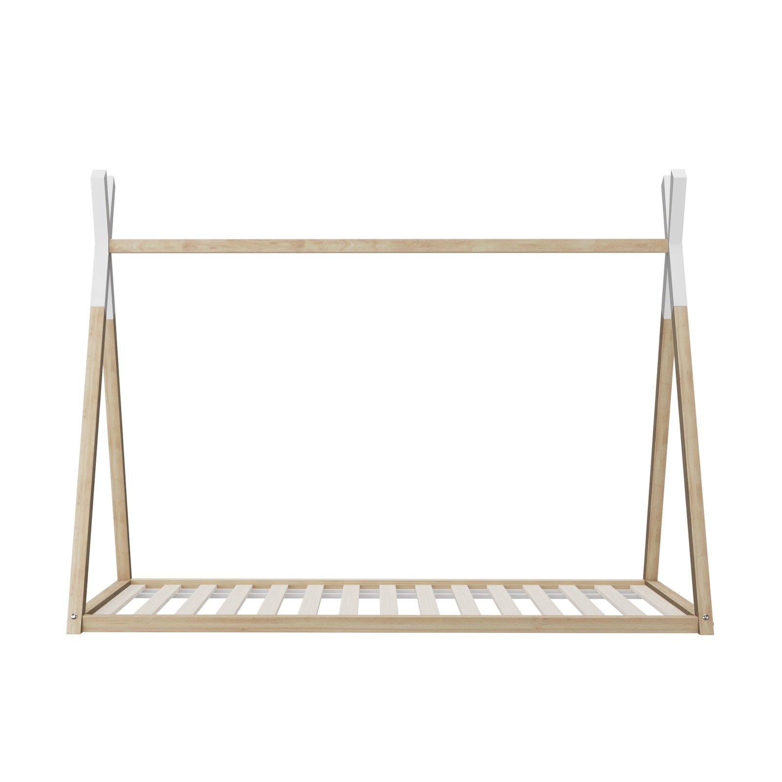 Oikiture Kids Bed Frame With Single Mattress Set Teepee House Style - Sunyee