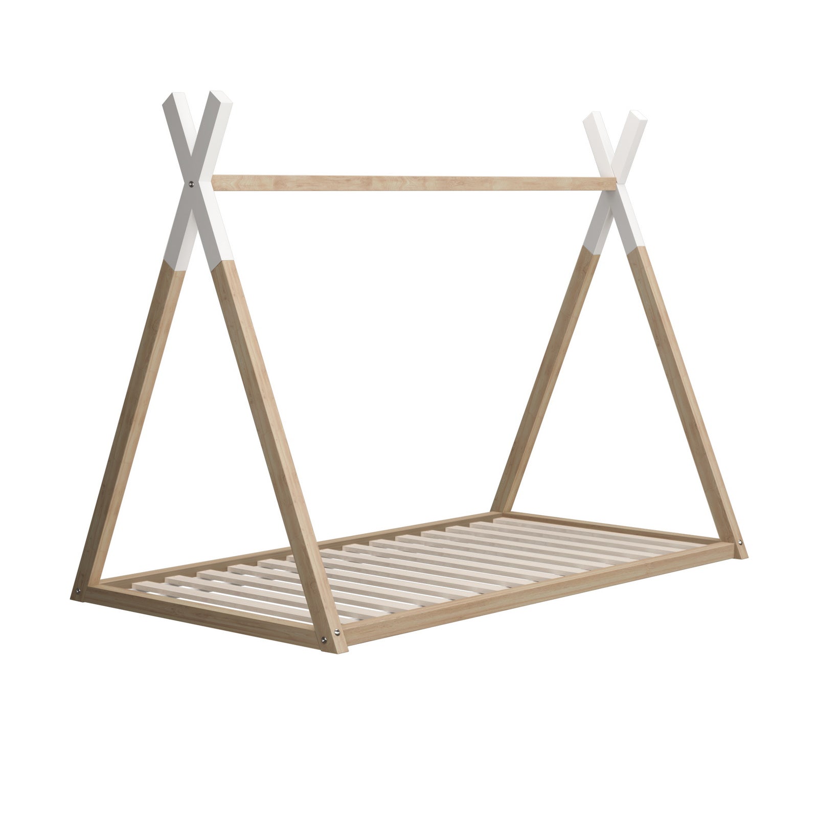 Oikiture Kids Bed Frame With Single Mattress Set Teepee House Style - Sunyee