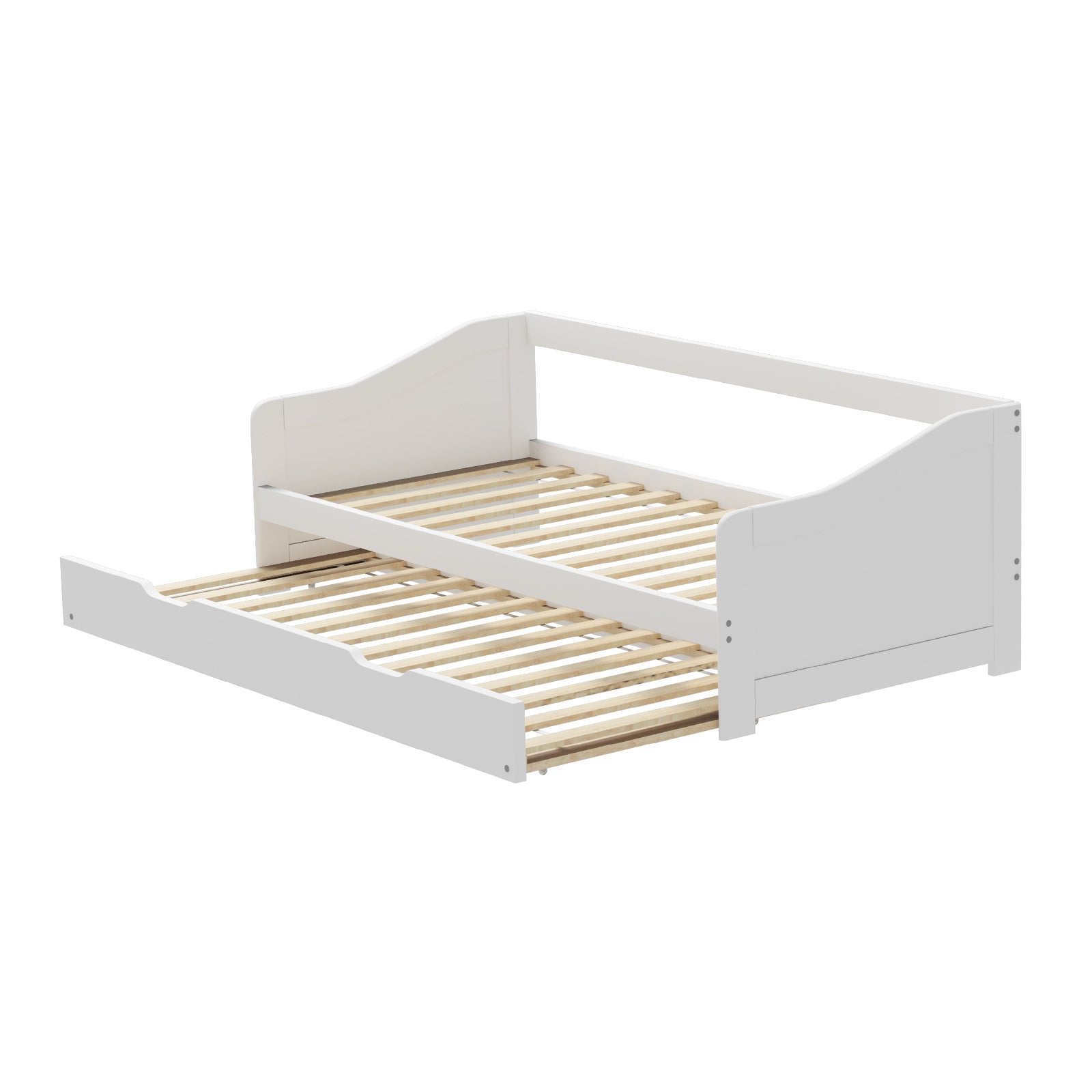 Oikiture Trundle Bed Frame Daybed Single Size Base Timber Wooden Kids Double Bed - Sunyee