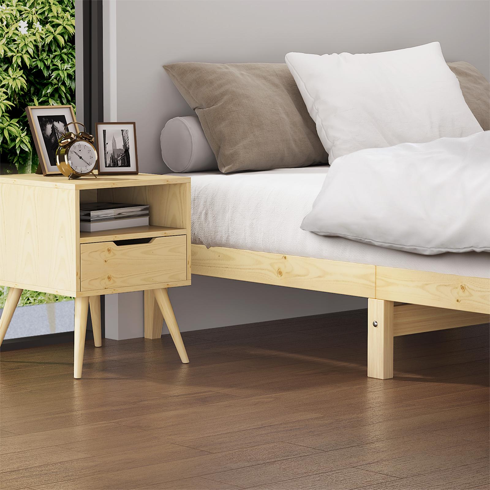 Oikiture Bed Frame Double Size Wooden Timber Mattress Base Platform Furniture