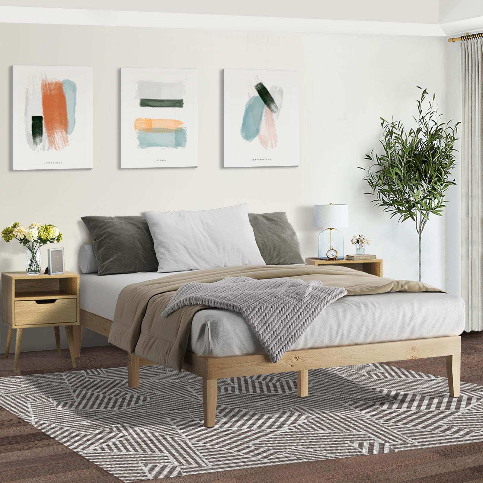 Oikiture Bed Frame King Size Wooden Timber Bed Frame Wooden Platform - Sunyee