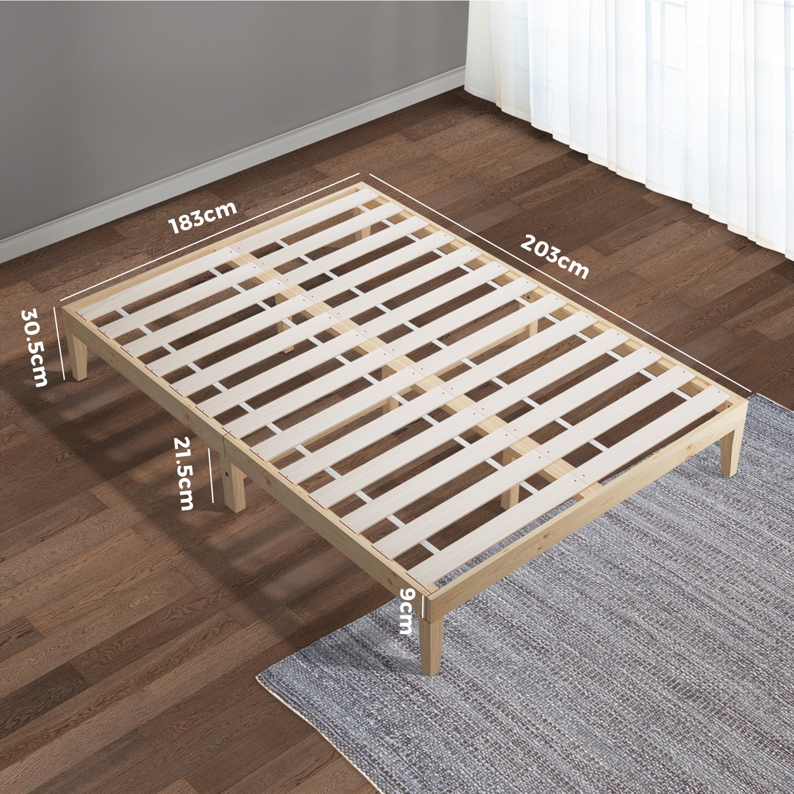 Oikiture Bed Frame King Size Wooden Timber Bed Frame Wooden Platform - Sunyee
