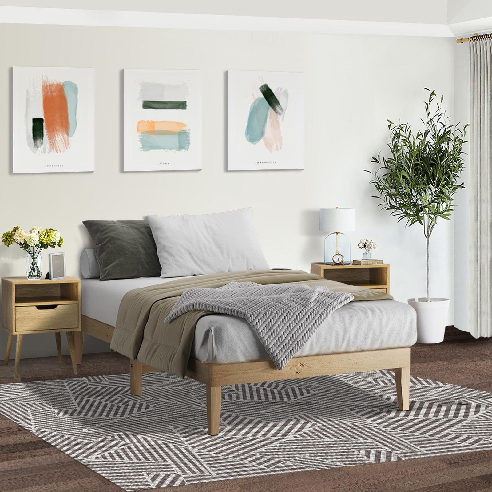 Oikiture Bed Frame King Single Wooden Timber Mattress Base Bed Base Platform - Sunyee
